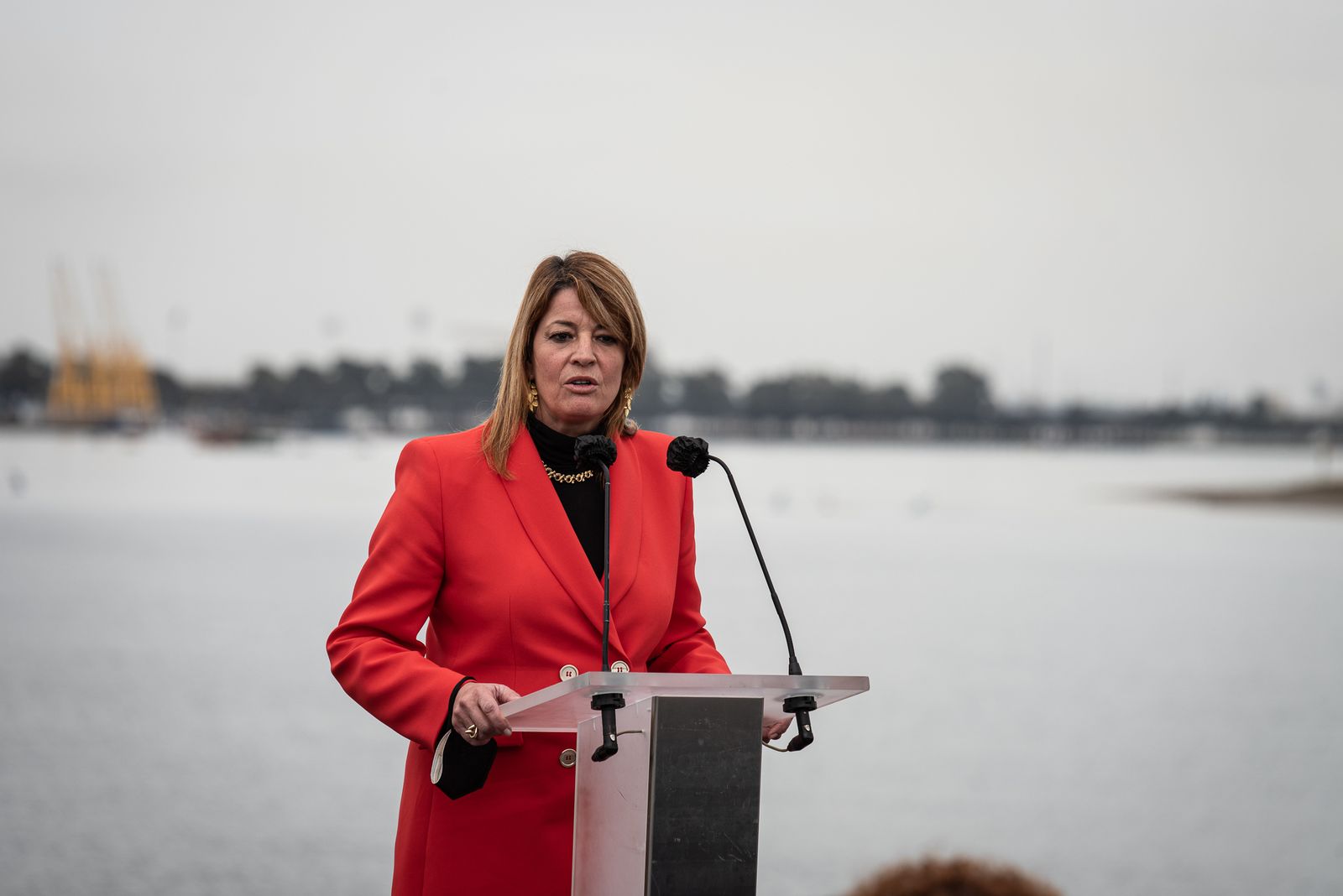 Pilar Miranda en un acto como presidenta del Puerto de Huelva.