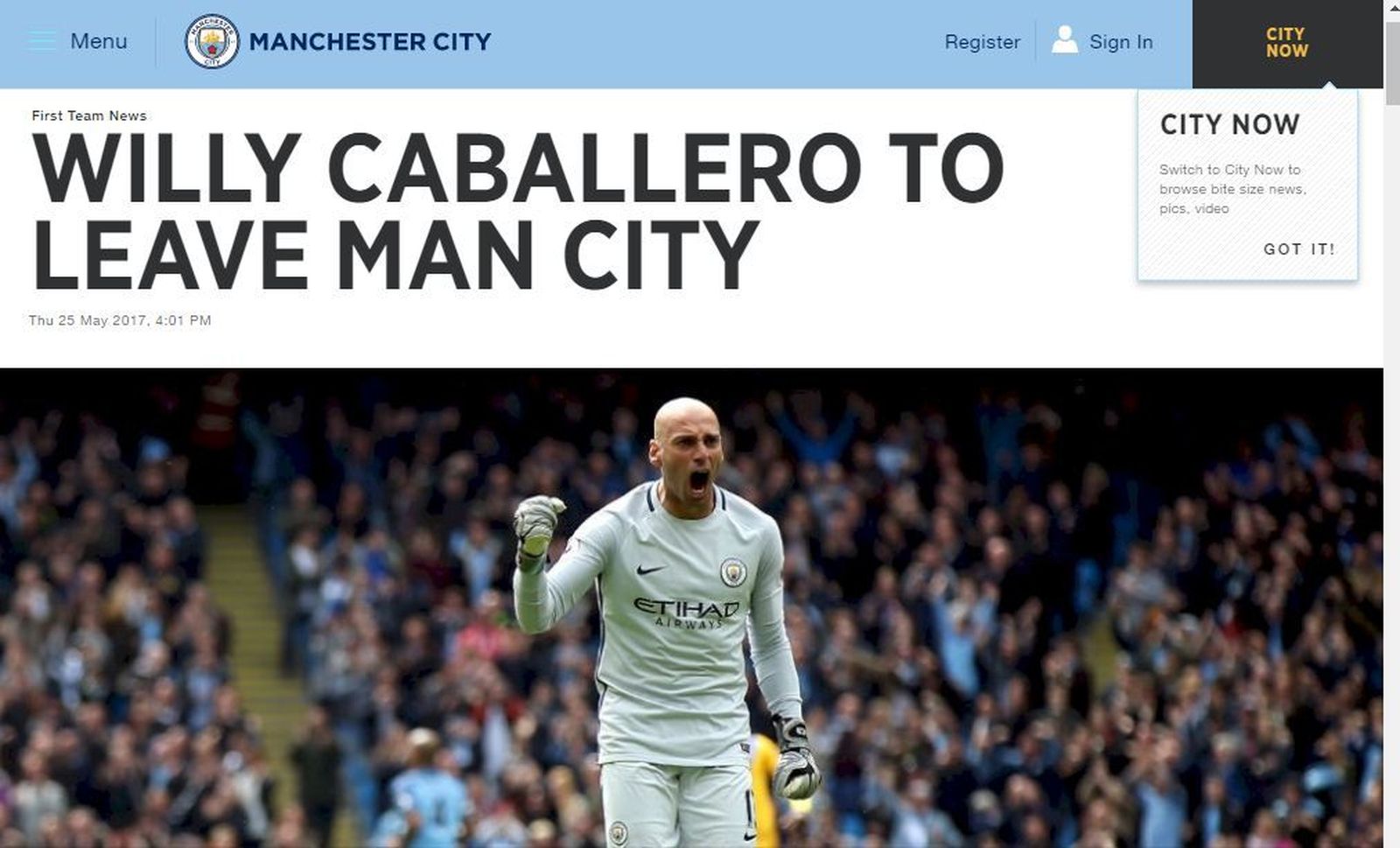 Caballero se despide del Manchester City