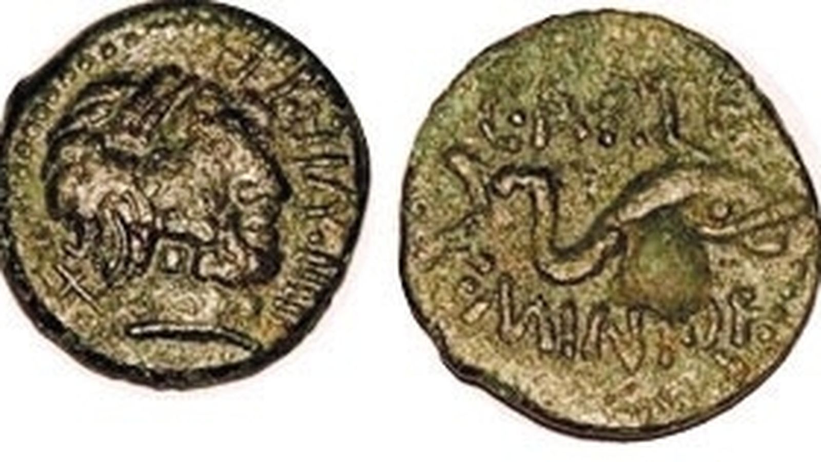 Cuadrante de Carteia con anverso de Neptuno y  reverso de delfín. Museo Municipal de San Roque.