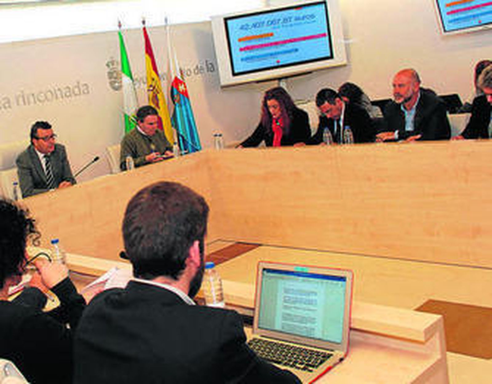 Un momento del Pleno extraordinario de ayer, en La Rinconada.