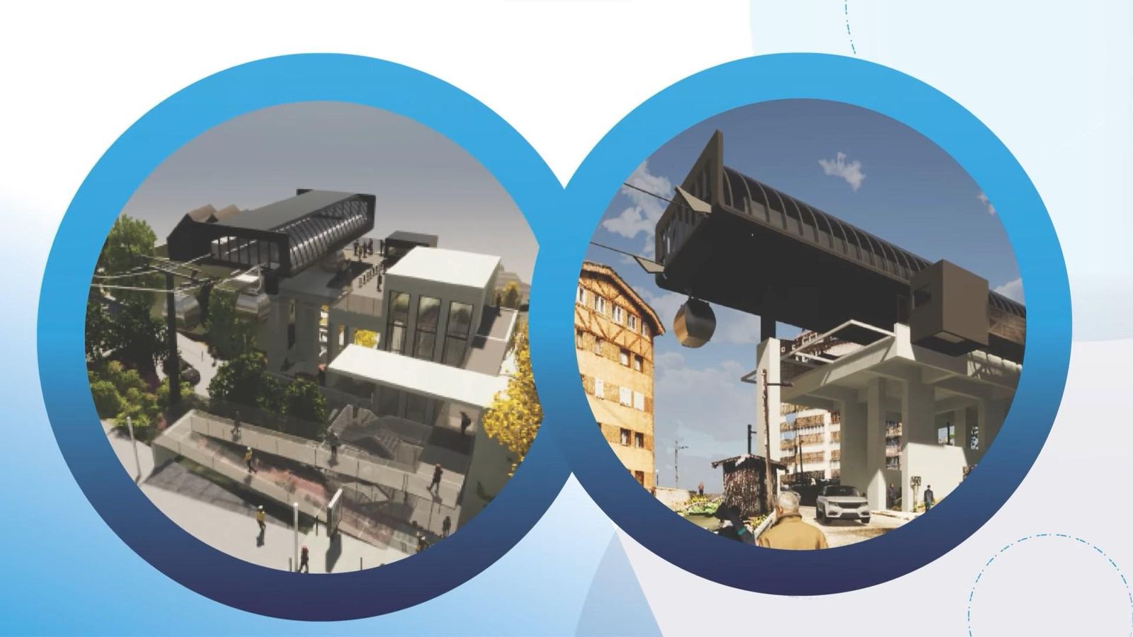 Simulación de como será el nuevo telecabina y estaciones de las paradas