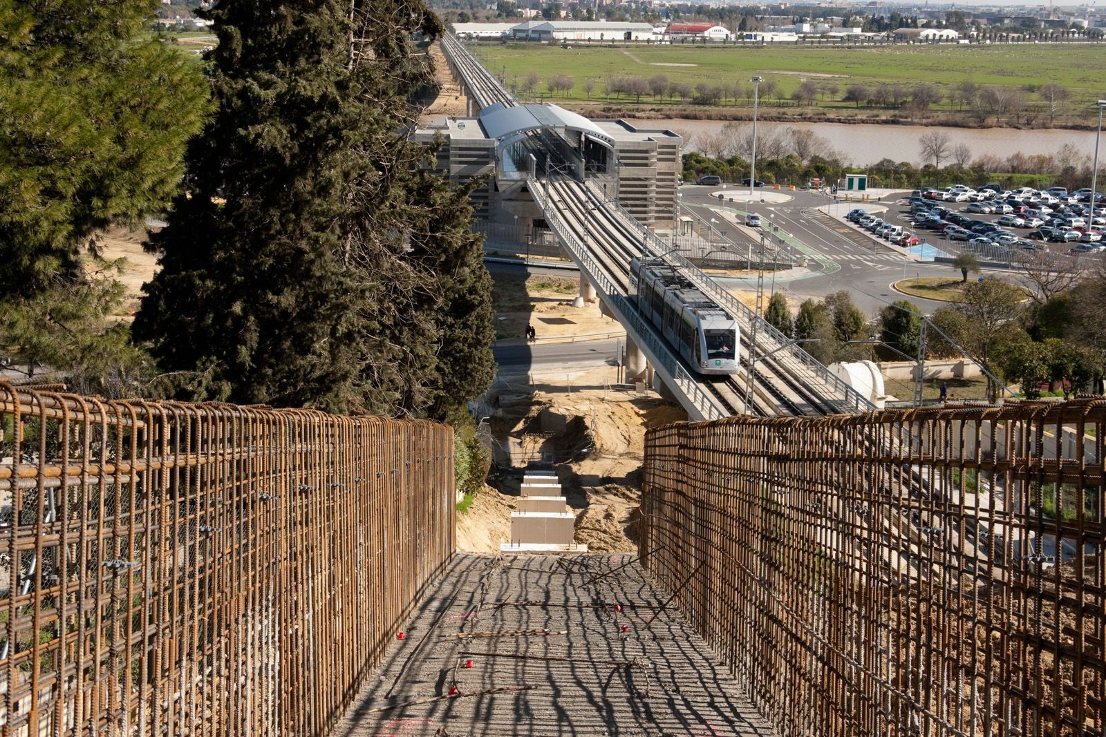 Imagen de archivo de las obras del metro de San Juan de Aznalfarache (Sevilla).