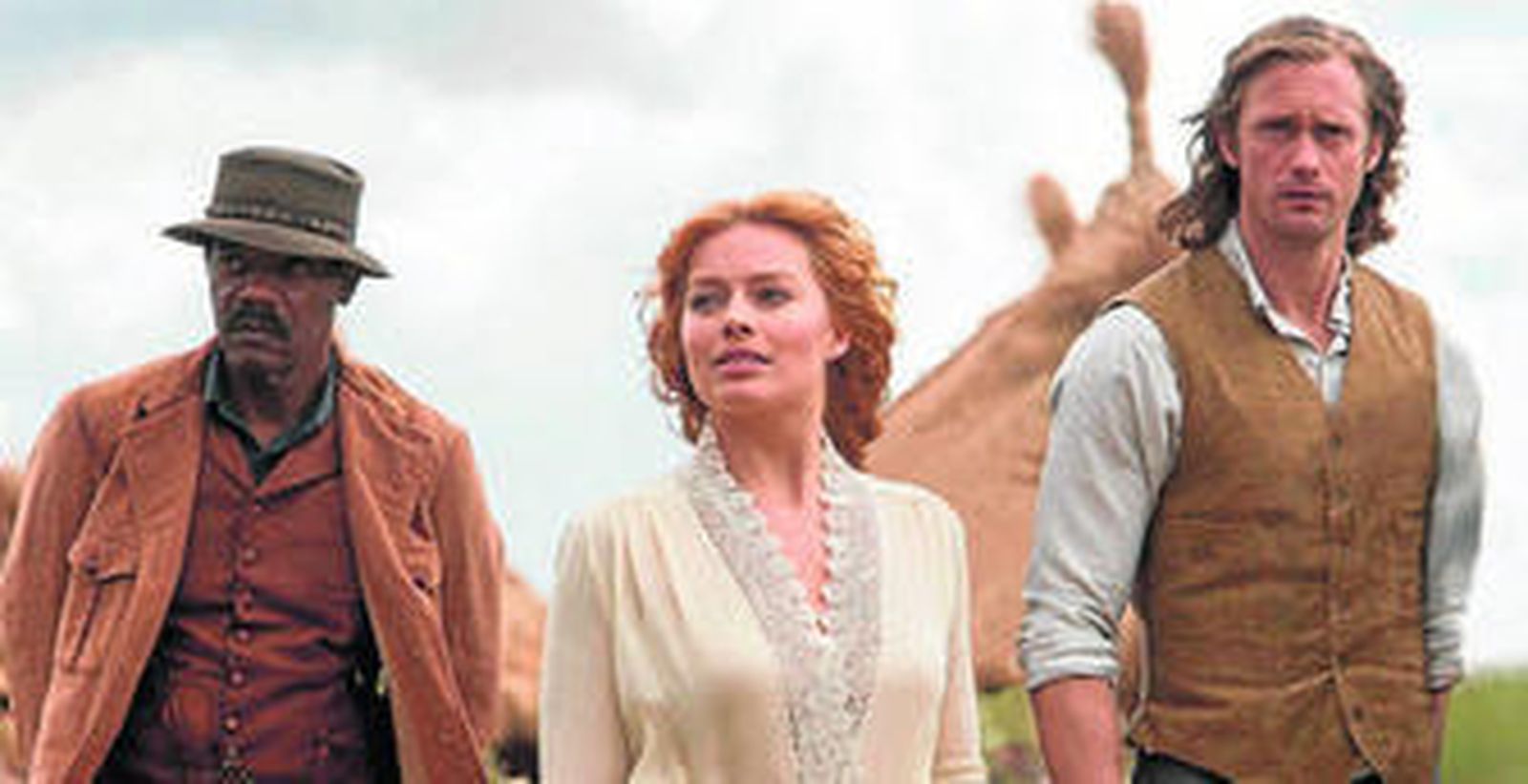 Samuel L. Jackson, Margot Robbie y Alexander Skarsgård, en el regreso del personaje de Tarzán.