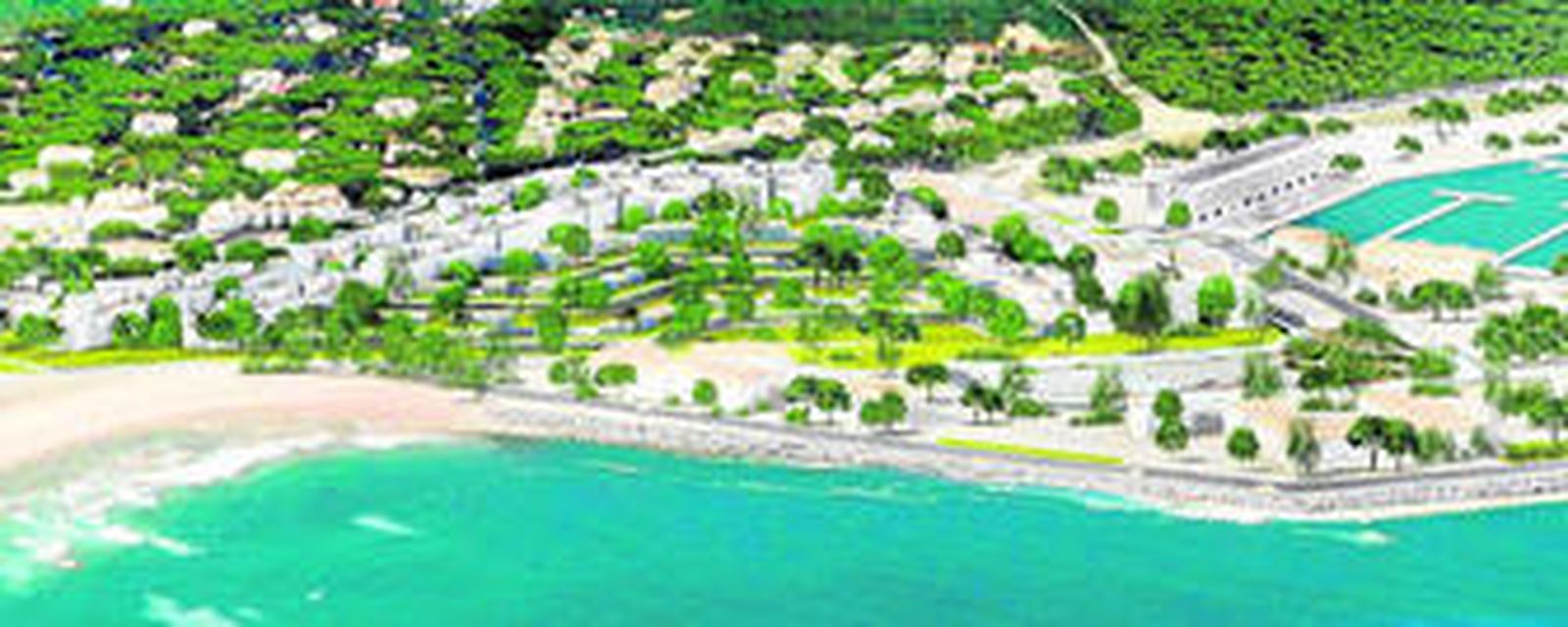 Imagen virtual del desarrollo de la finca de La China y del Pueblo Marinero, tal y como viene recogido en el plan especial de este desarrollo.