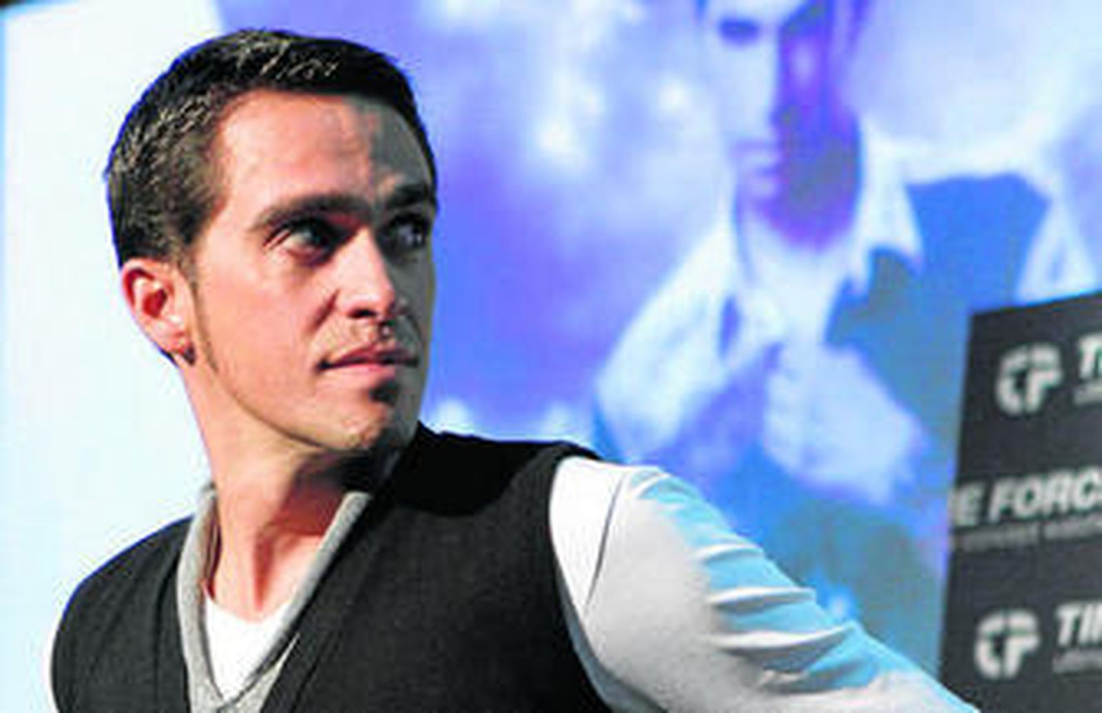 Alberto Contador, durante un acto publicitario en el día de ayer.