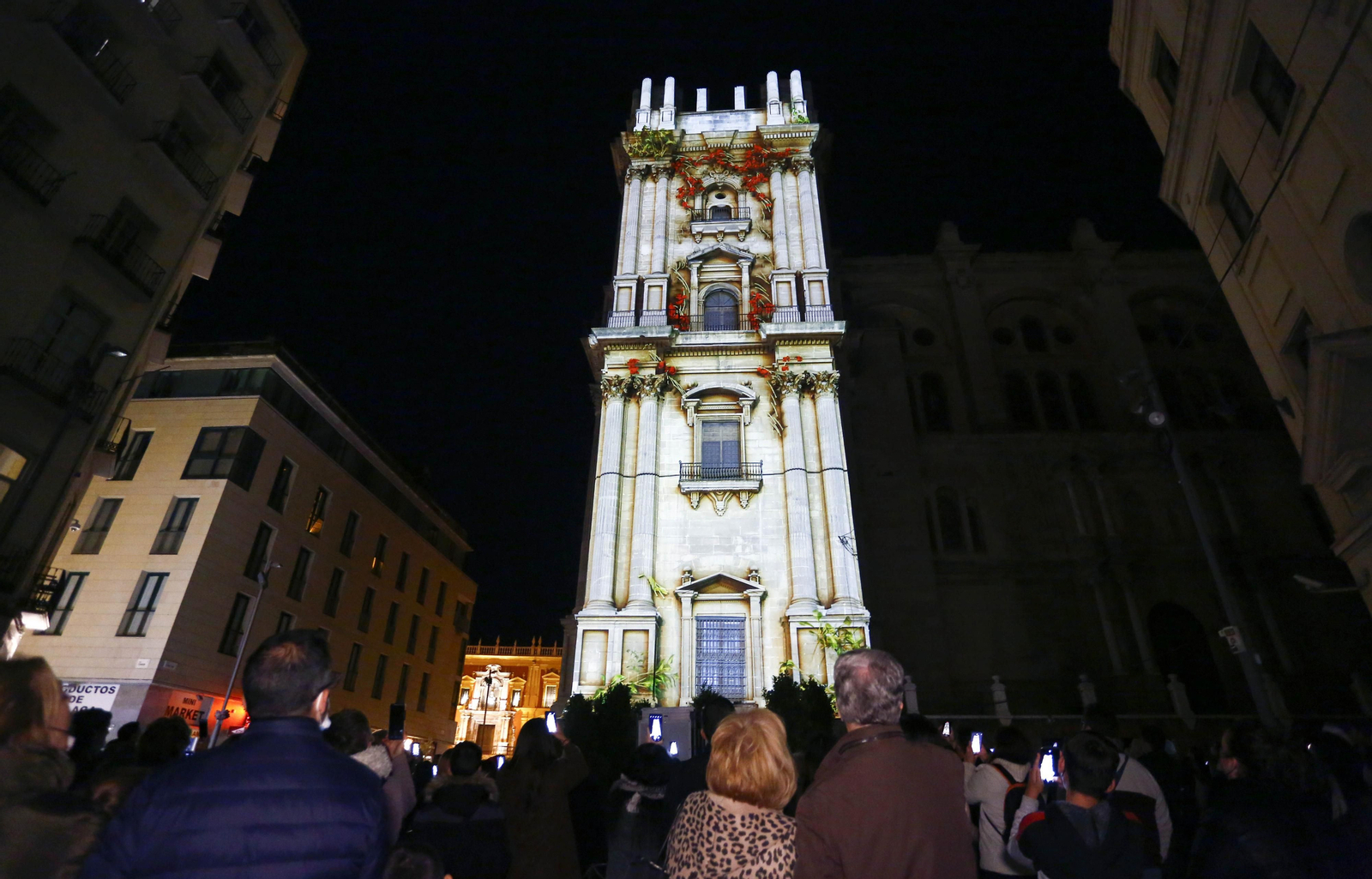 El video mapping de Navidad en la Catedral de Málaga, en fotos
