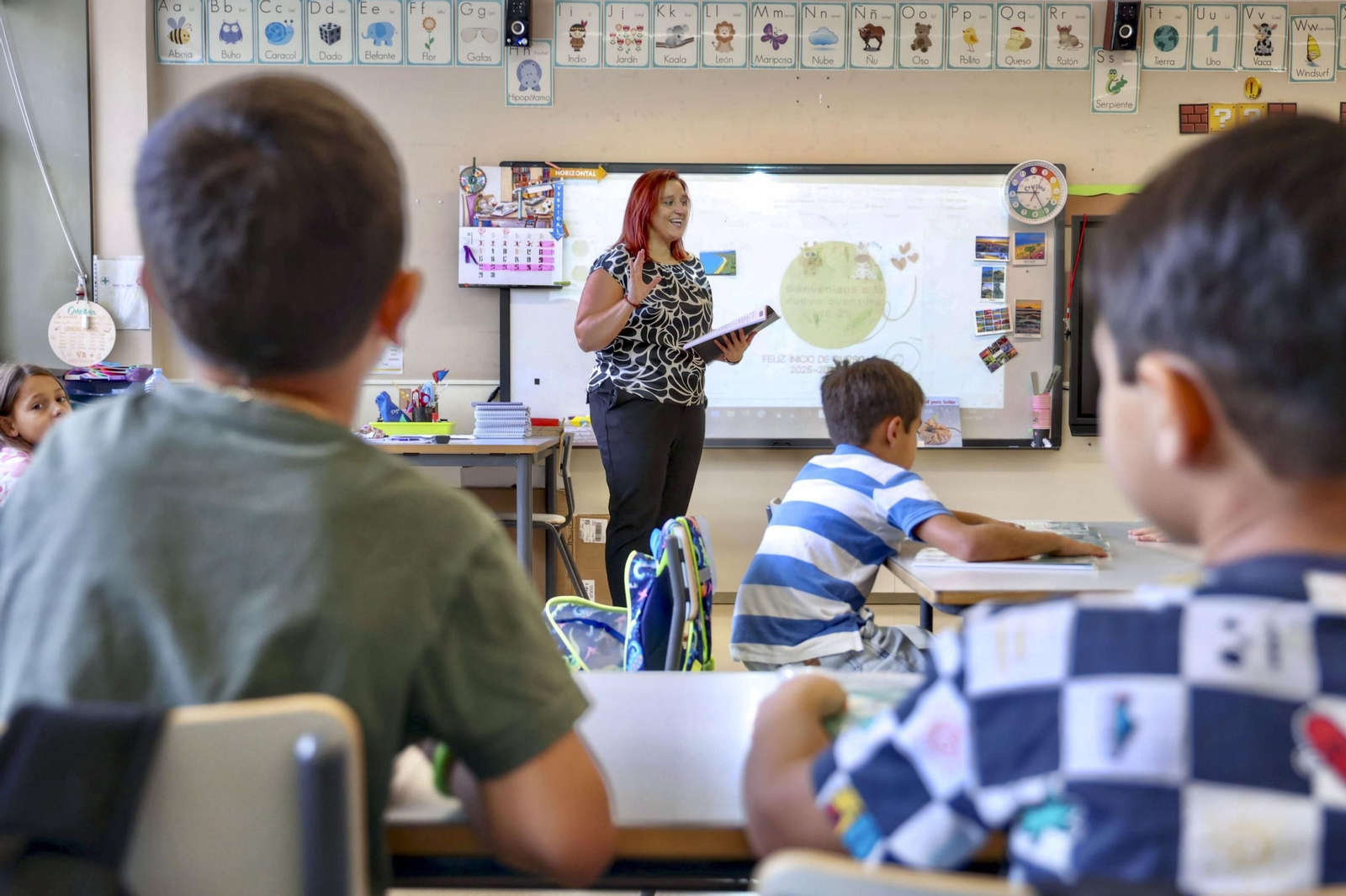 Un aula en un colegio en el comienzo del curso escolar 2025-2026 en Logroño.