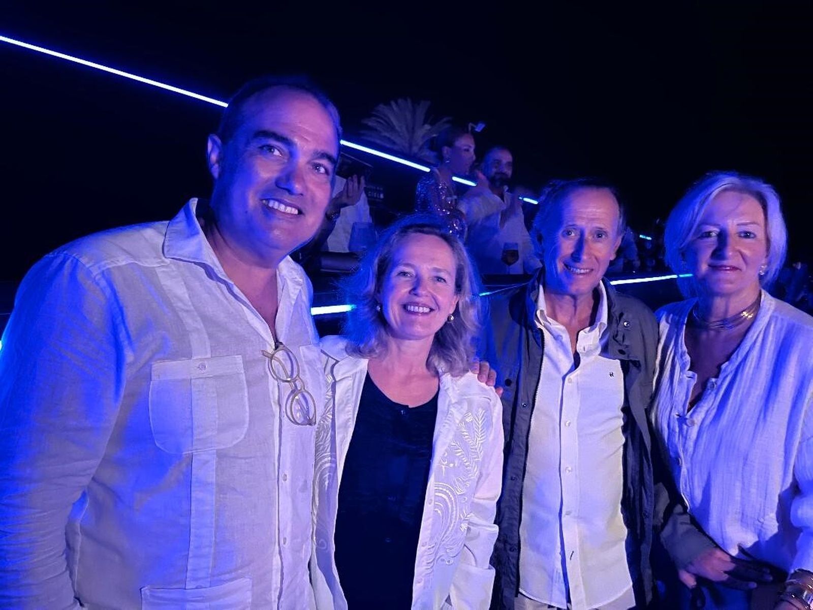 David Fernández, la ministra Nadia Calviño,  el  alcalde de Chiclana de la Frontera, José María Román, y Ana María Gutiérrez.