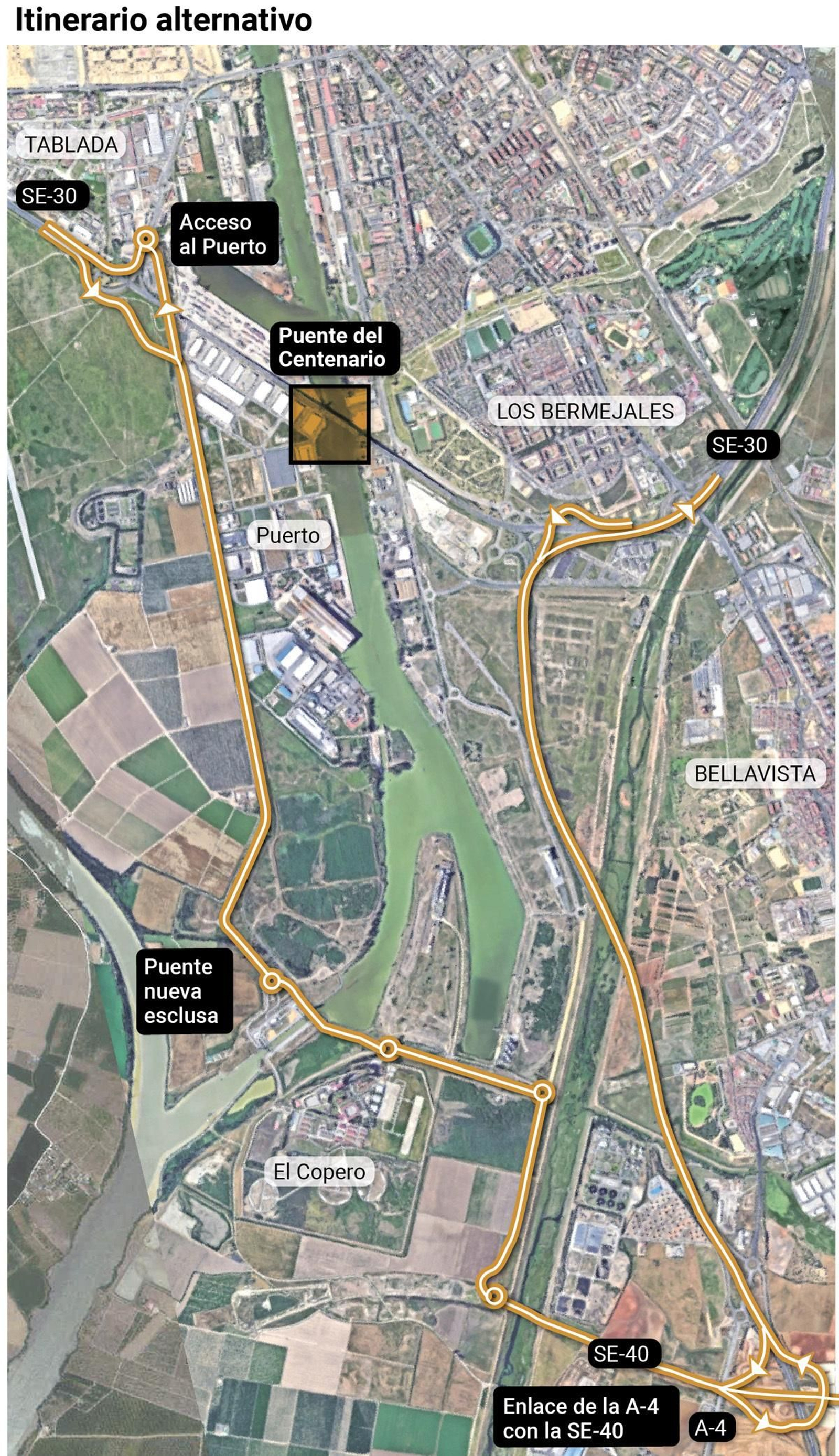 Desvíos alternativos al corte del tráfico. Fuente: Mitma.