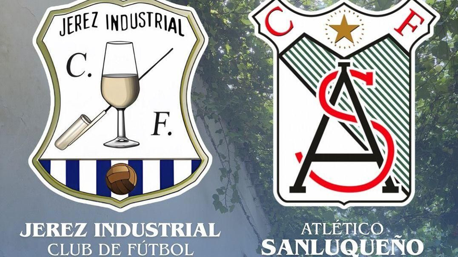 Detalle del cartel del partido entre Jerez Industrial y Sanluqueño.