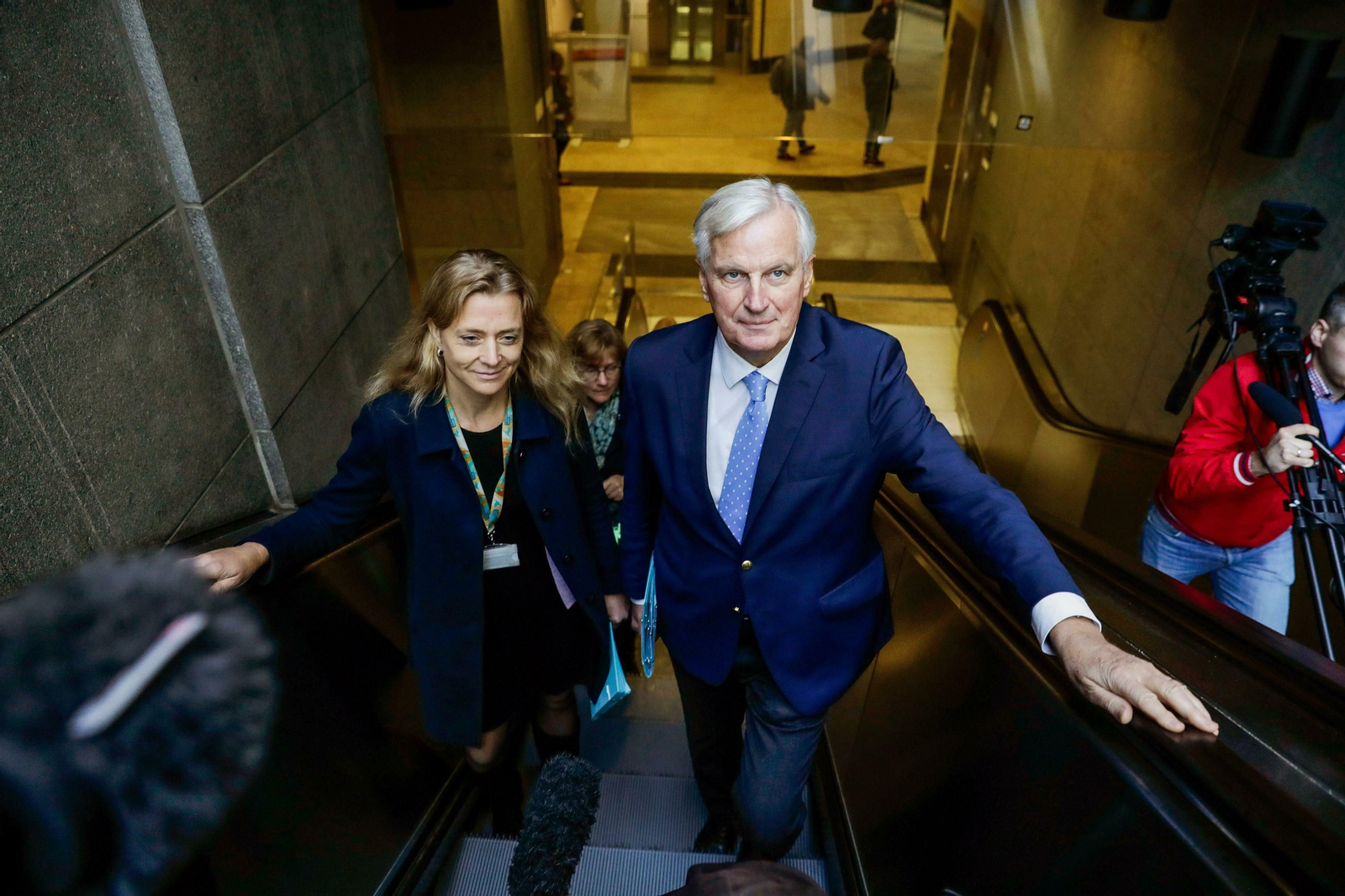 El negociador de la UE, Michel Barnier, en la Comisión Europea durante el encuentro celebrado en Bruselas con los embajadores de los 27 miembros europeos