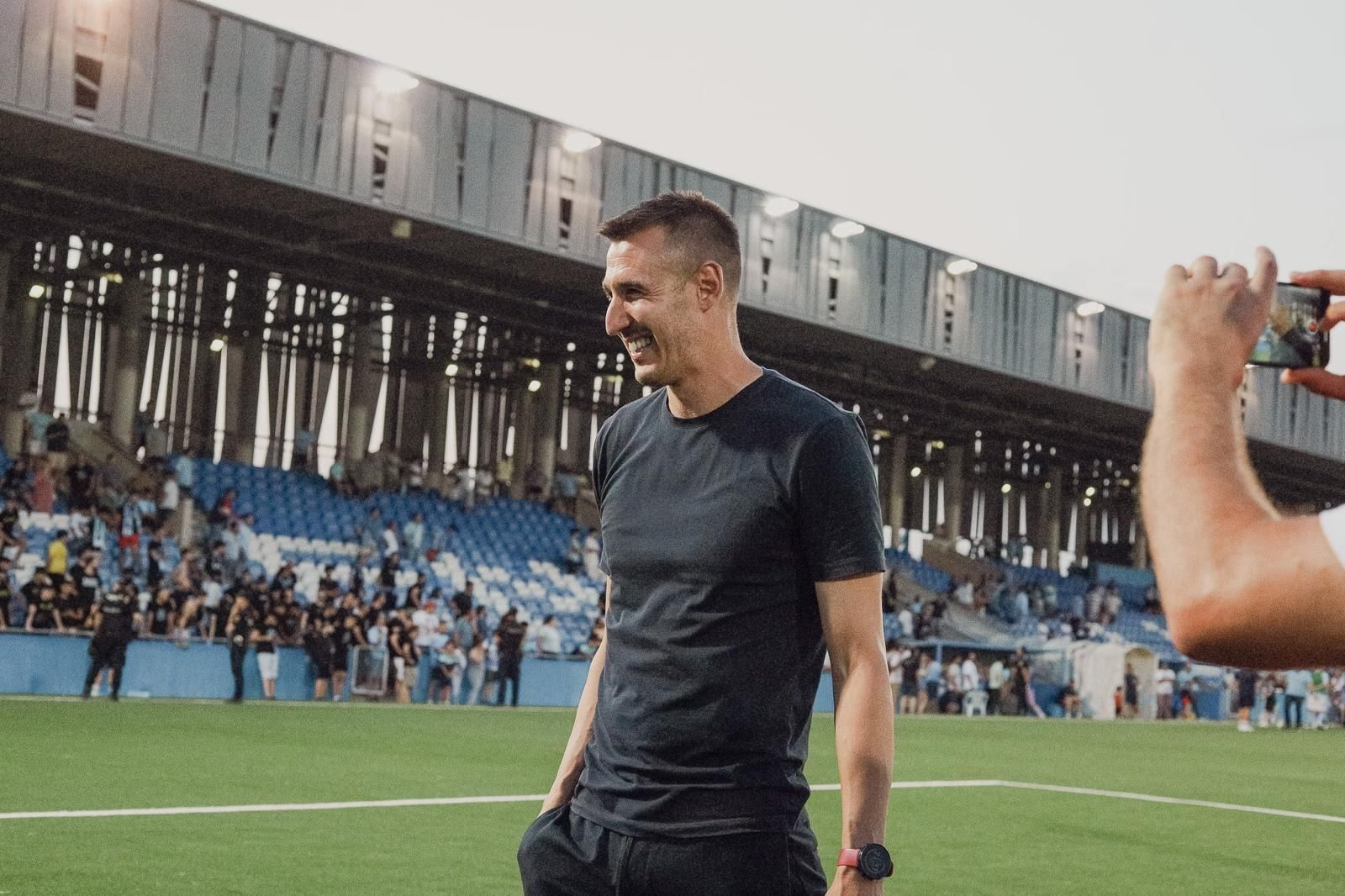 El técnico sevillano, tras un encuentro del play off.