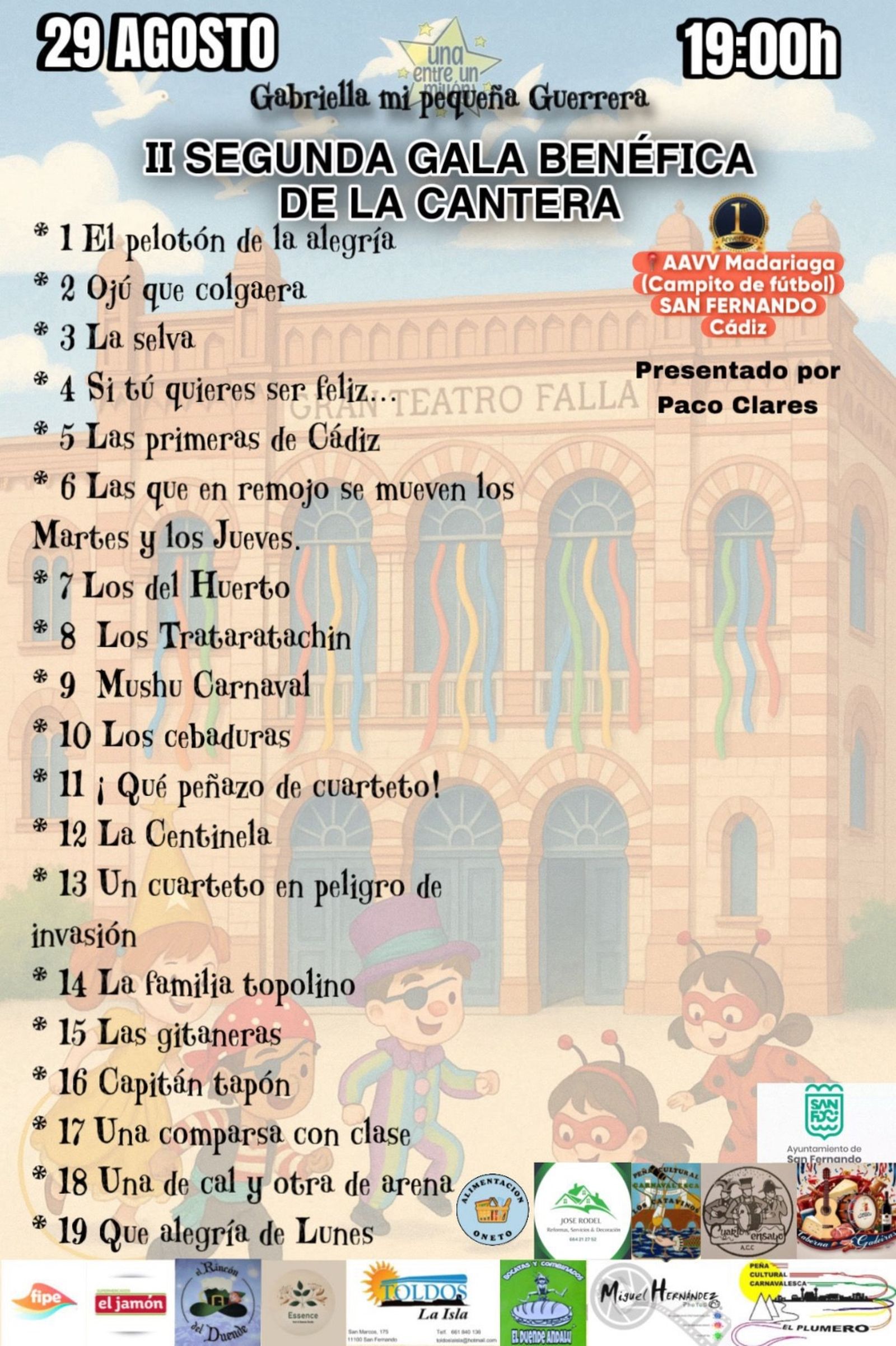 Cartel anunciador de la gala banéfica.