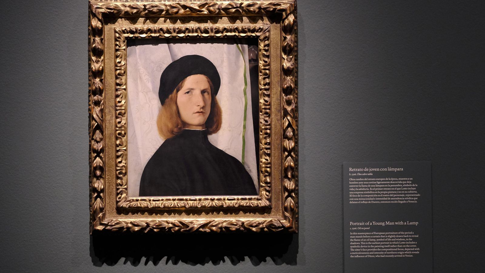 'Retrato de joven con lámpara', h. 1506, obra de juventud de Lotto
