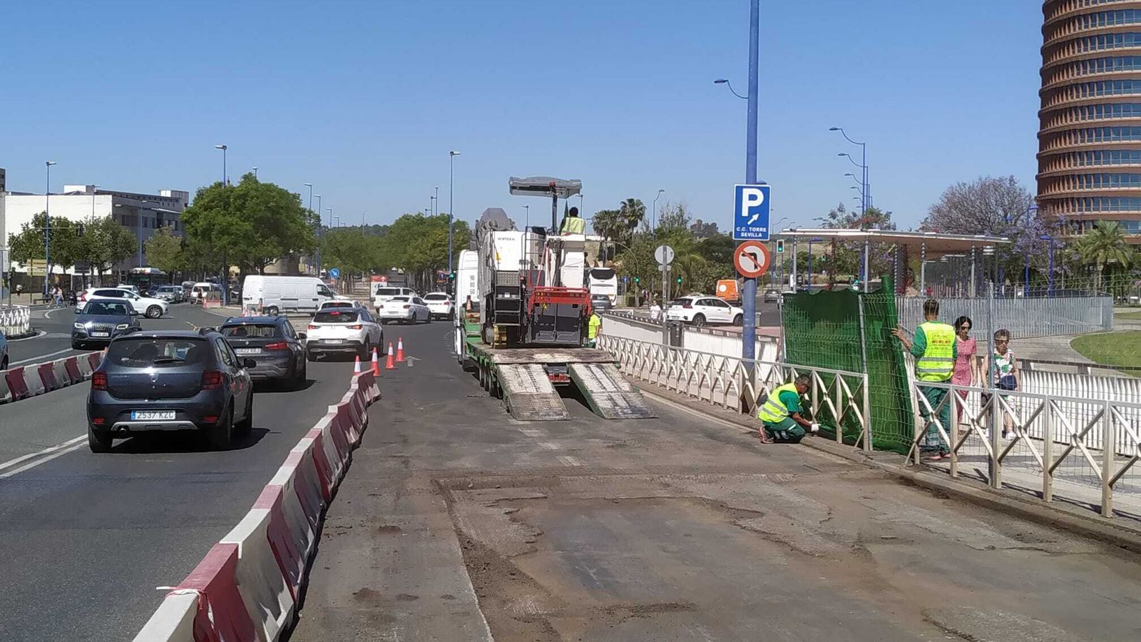 Una vista del tramo en reparación del puente del Cachorro.