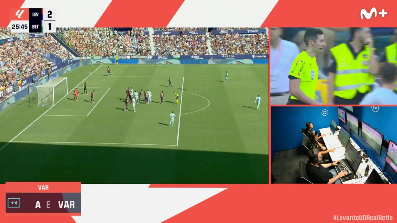 La imagen del análisis del VAR en el gol anulado a Sergi Altimira