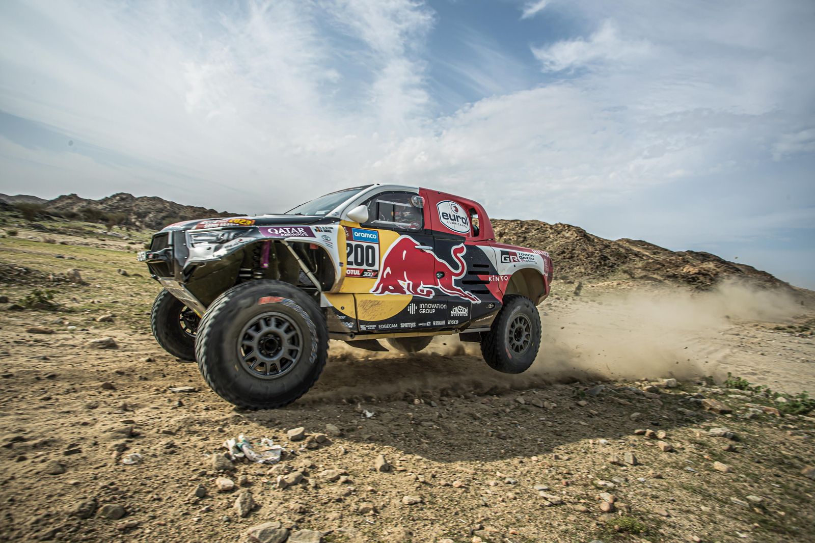 Al-Attiyah, a bordo del Toyota en un momento de la segunda etapa.