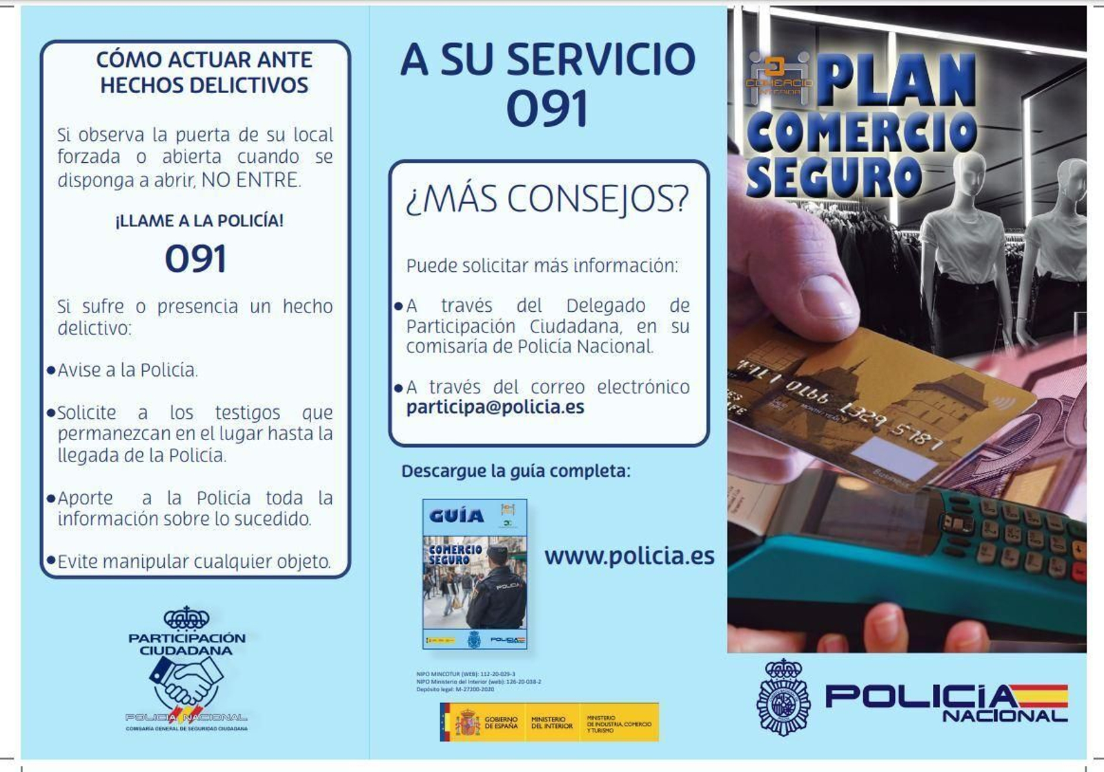 La campaña de la Policía Nacional para evitar robos en Navidad contempla una guía que pueden consultar tanto comerciantes como clientes.