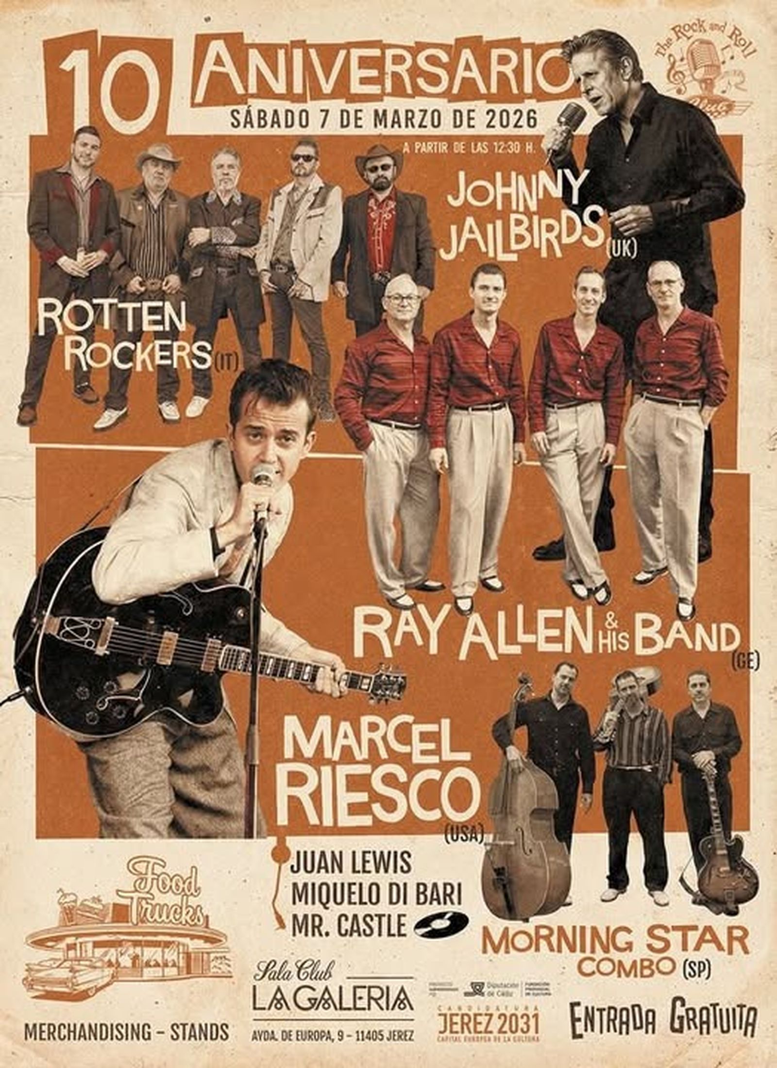 Carte de la fiesta del X Aniversario de The Rock and Roll Club Jerez