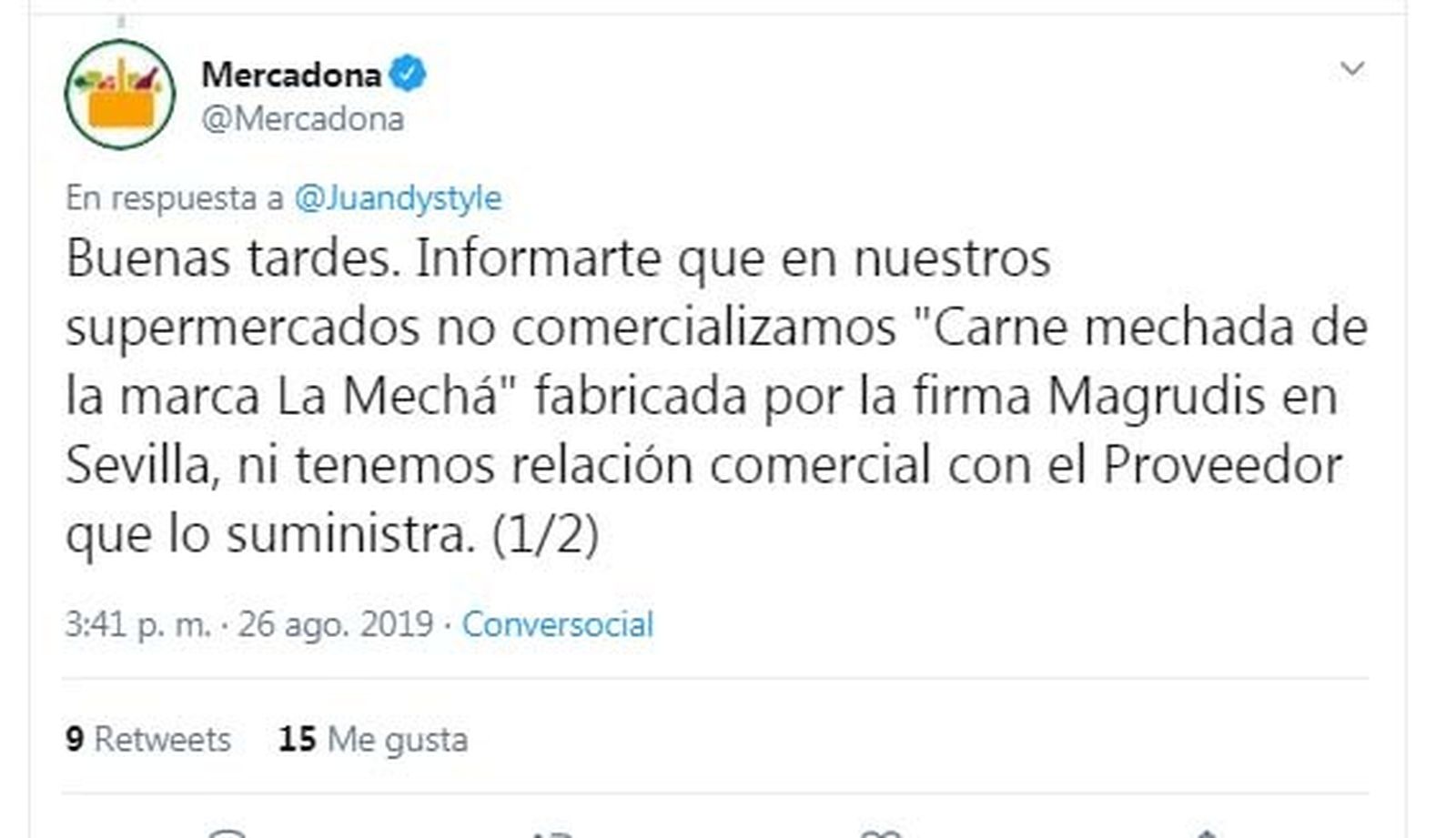 Mercadona desmiente un bulo sobre venta de carne mechada en sus supermercados