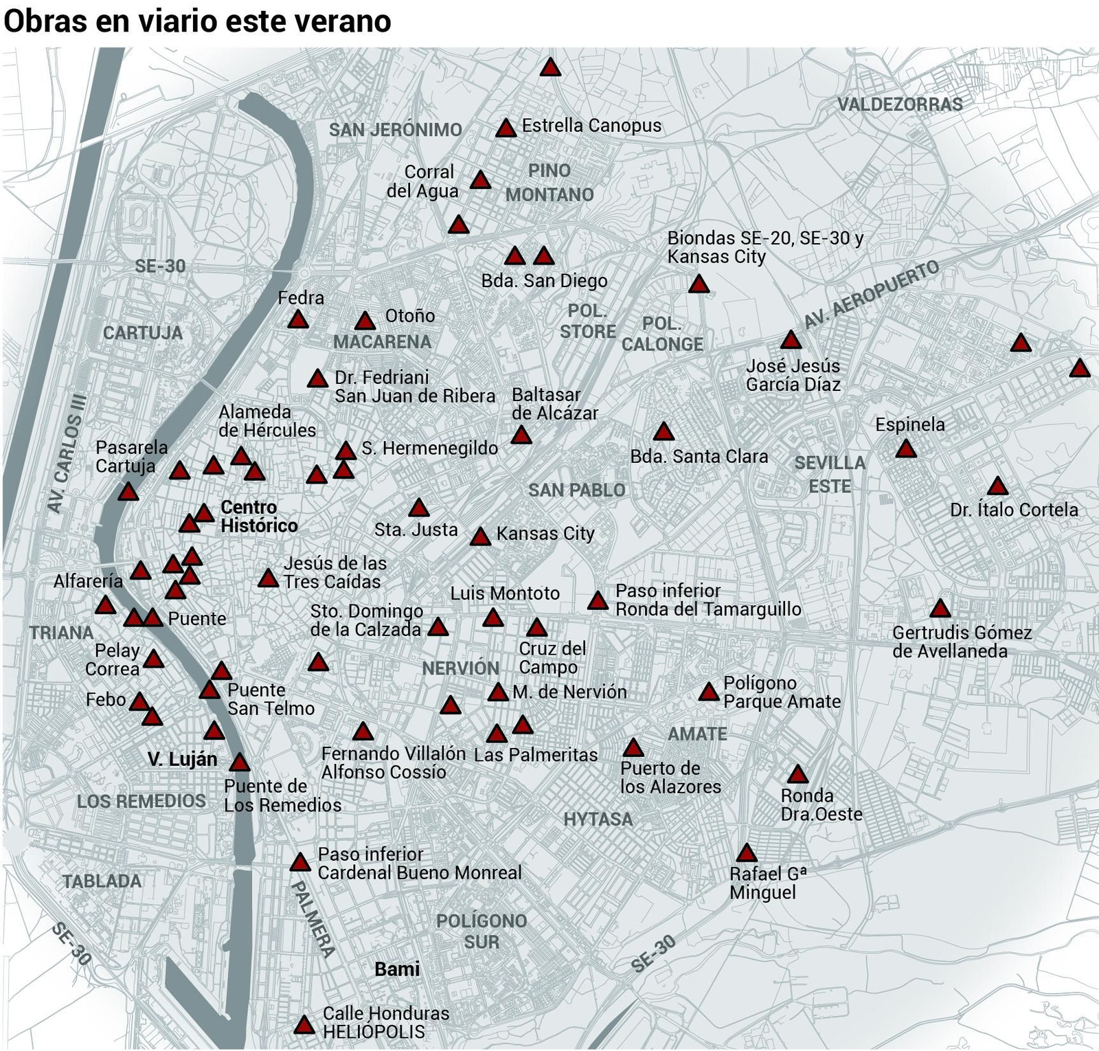 Obras en viario este verano. Fuente: Gerencia de Urbanismo