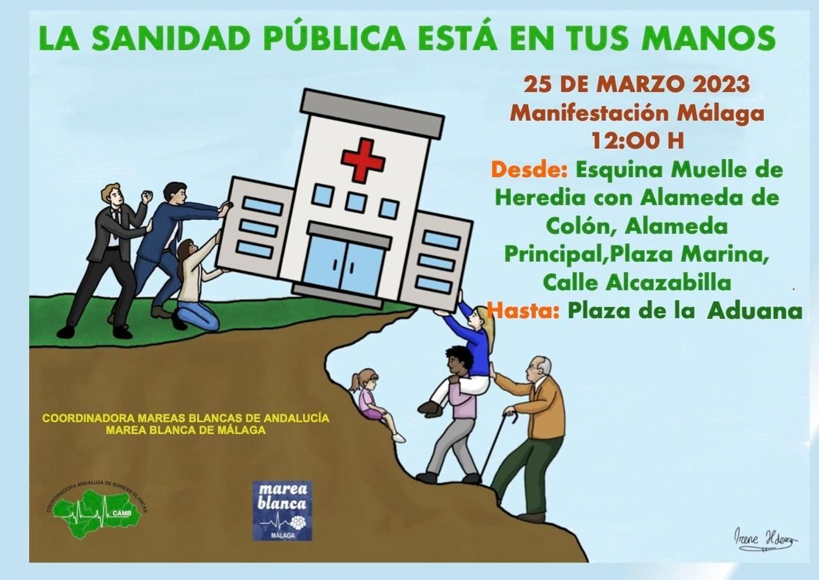 Cartel de la manifestación de Marea Blanca.