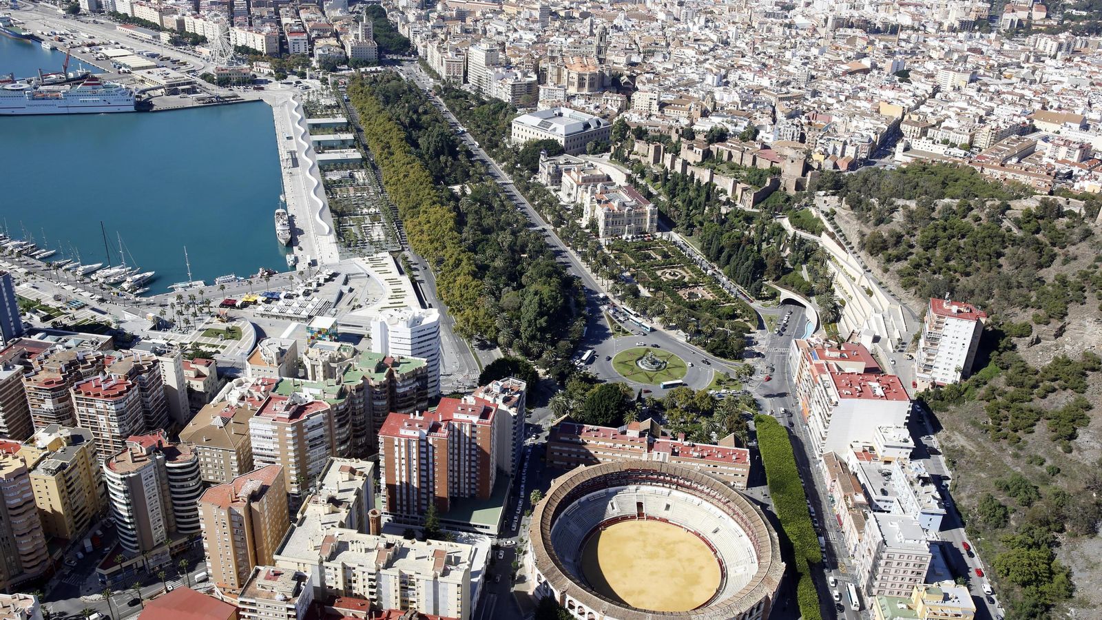 Vista aérea del Parque de Málaga.