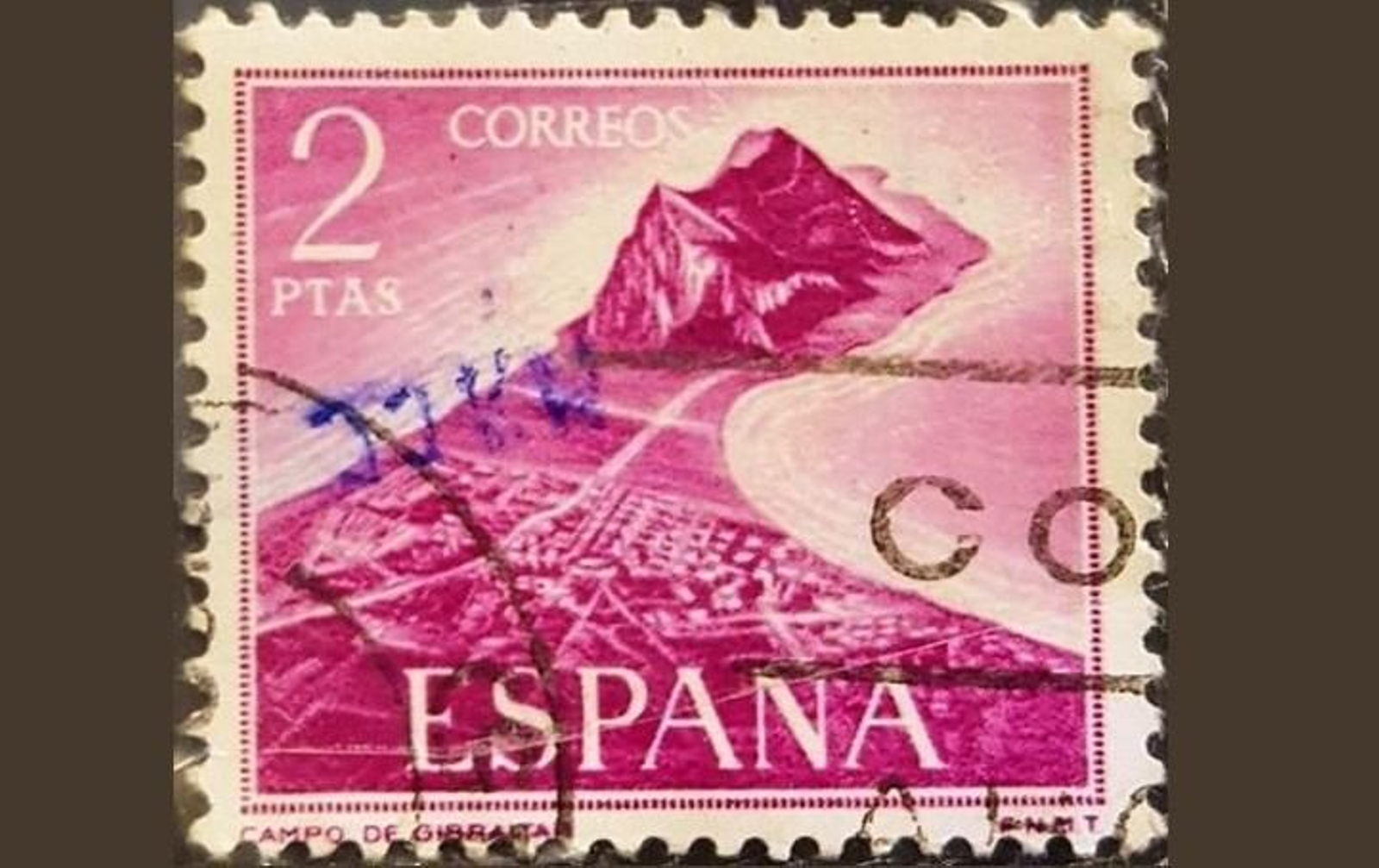 Sello con La Línea y Gibraltar (1969).