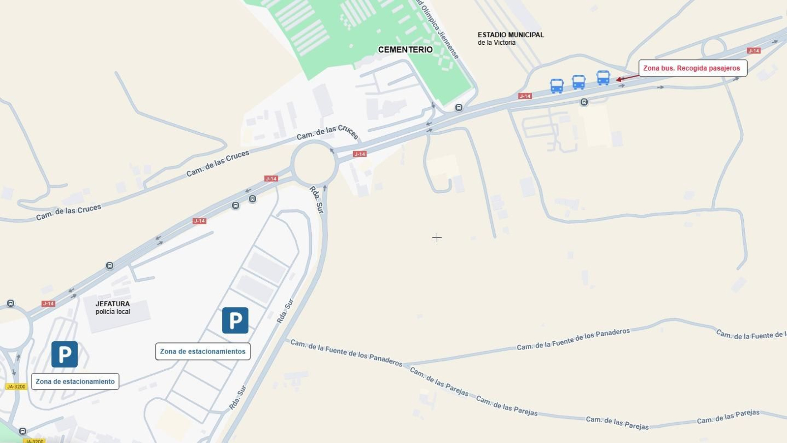 Mapa del dispositivo especial para el partido facilitado por el Ayuntamiento.