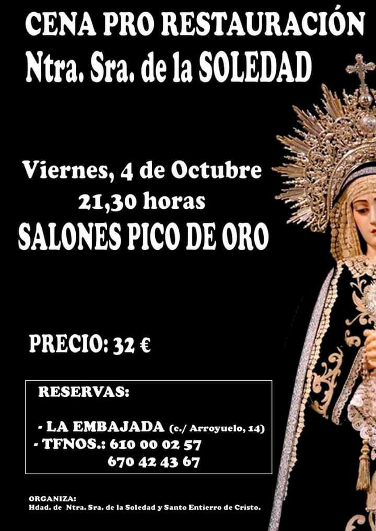 Cartel de la cena a beneficio de la restauración.