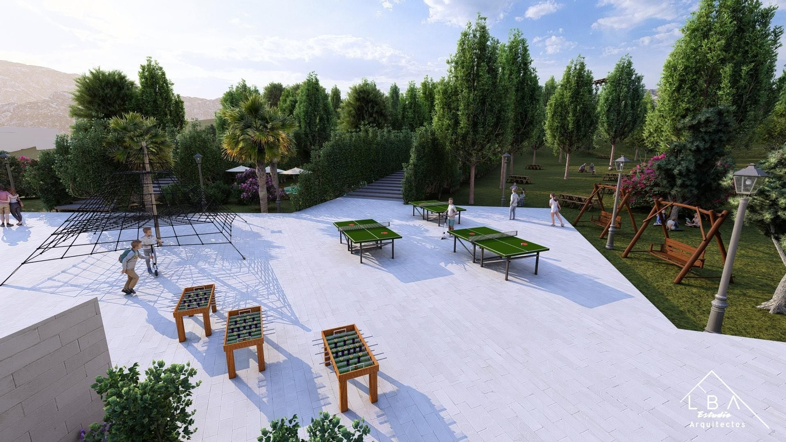 Bocetos digitales del futuro Eco Active Resort de Jaén.