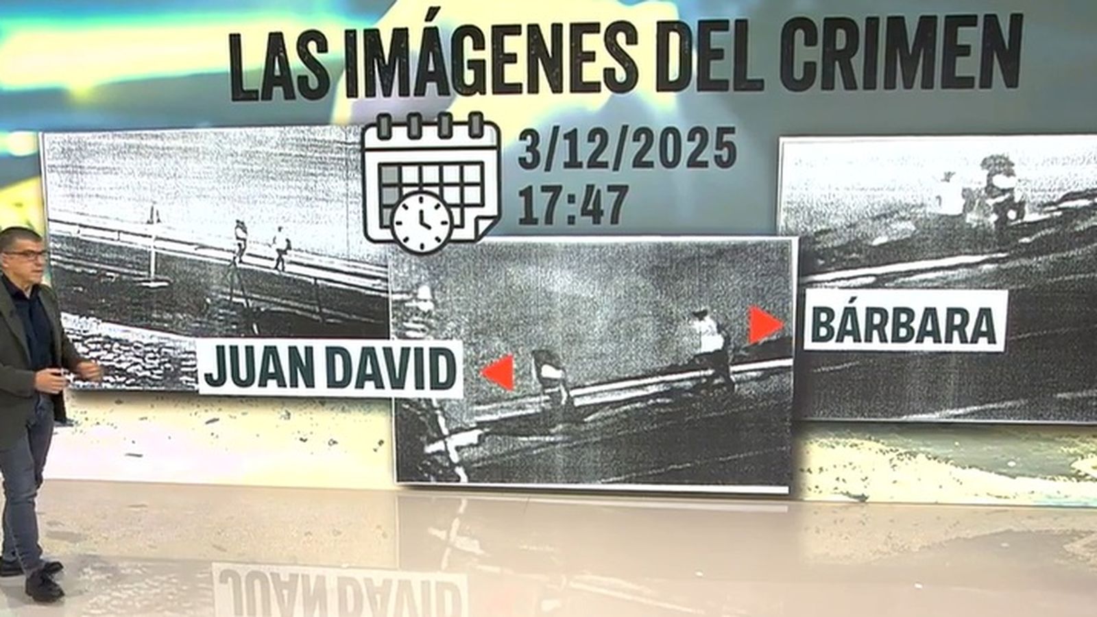 Imágenes de las cámaras de seguridad donde se ve a Juan David y Bárbara con el cadáver.