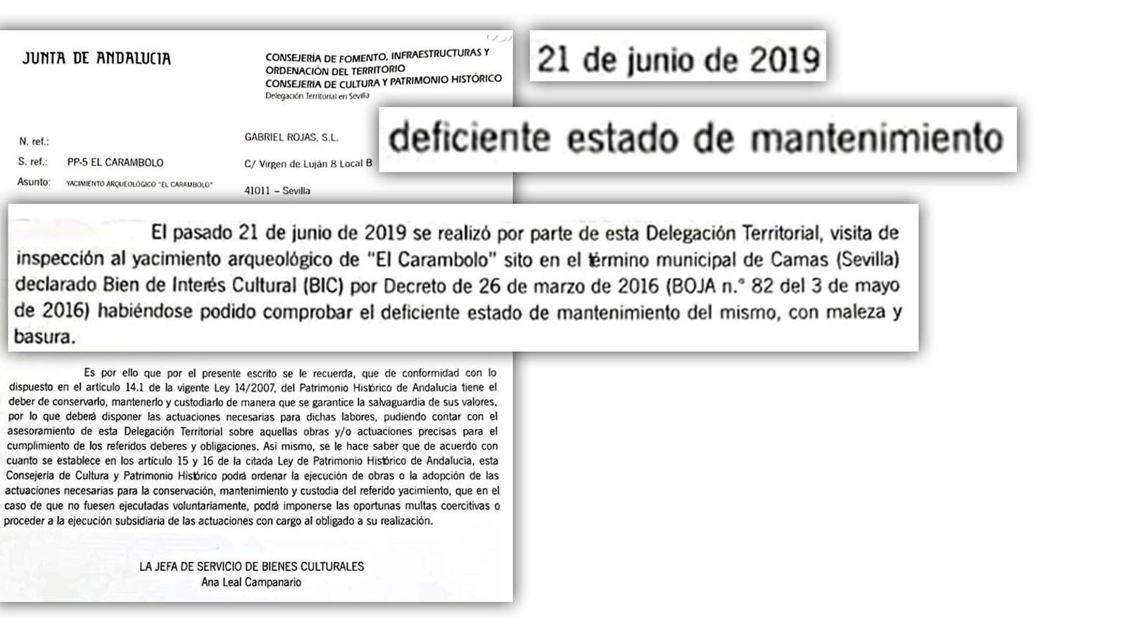 El requerimiento de la Junta a la propiedad del terreno