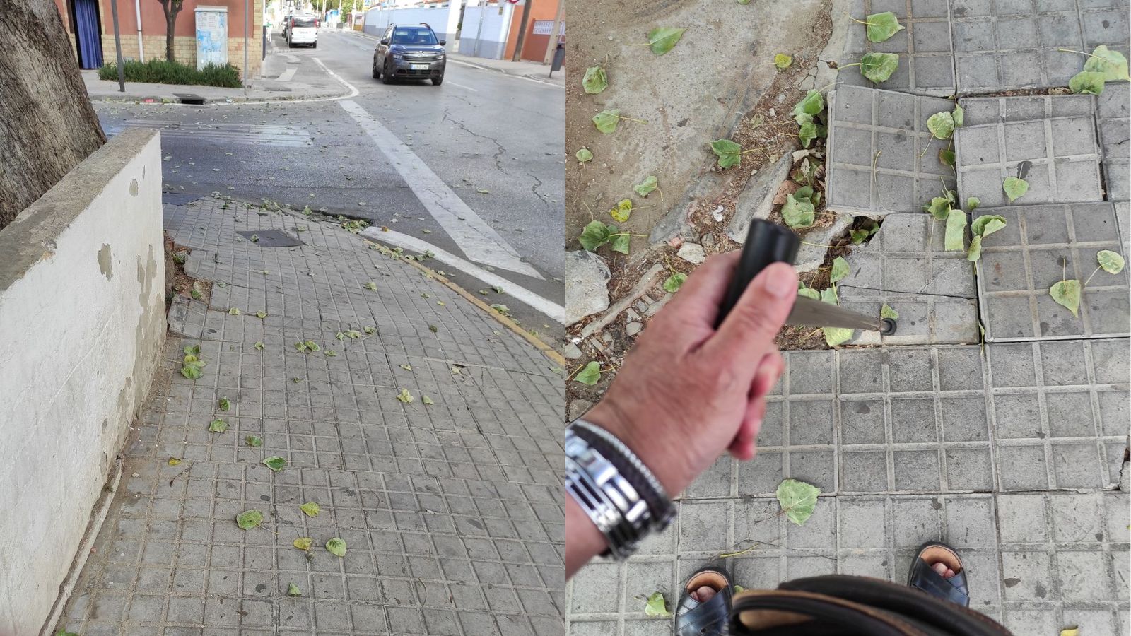 Situación del acerado en el tramo este de la avenida de la Diputación, en Algeciras