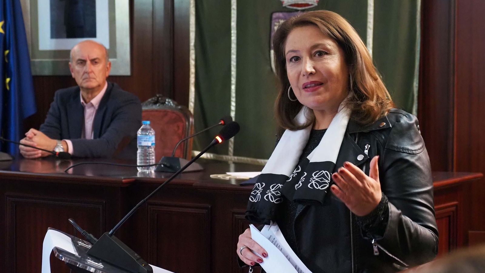 Crespo en un momento de su intervención en el Consistorio lepero