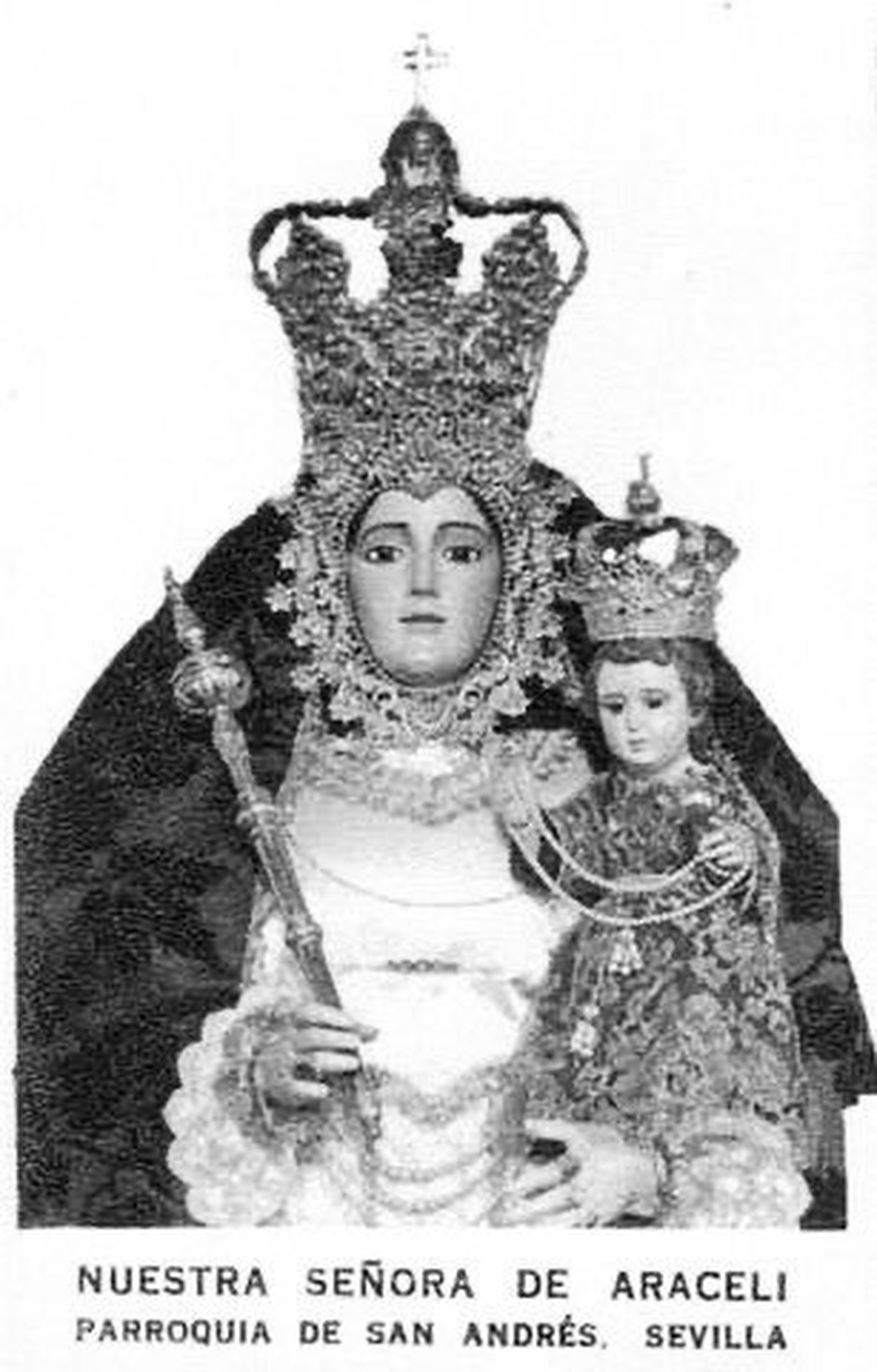 La Virgen de Araceli portando el rostrillo que servirá de inspiración para el actual