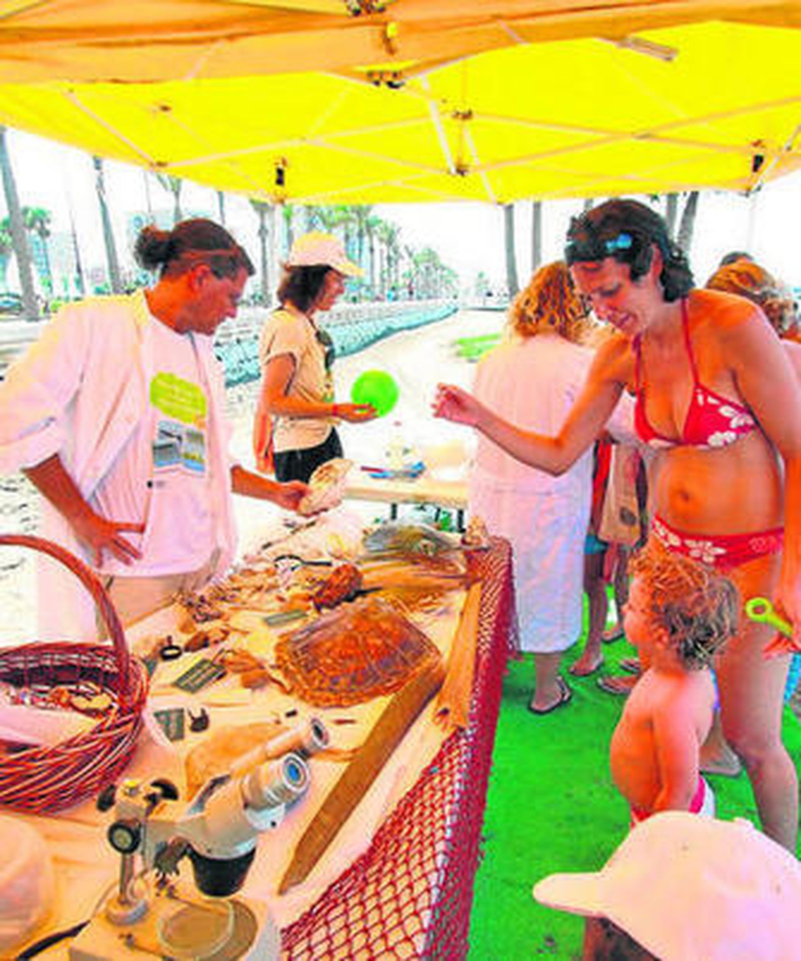Bañistas de todas las edades aprenden en la carpa junto al Maestro Padilla