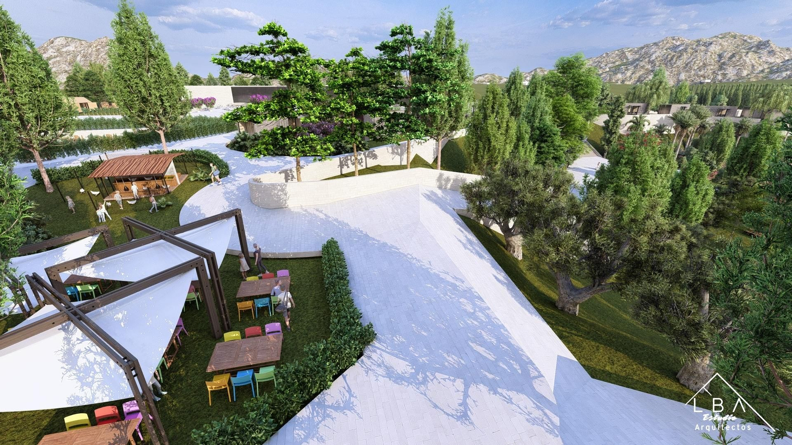 Bocetos digitales del futuro Eco Active Resort de Jaén.
