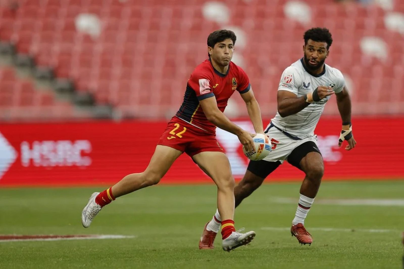 Miguel Reina, en un partido con la selección española de seven.
