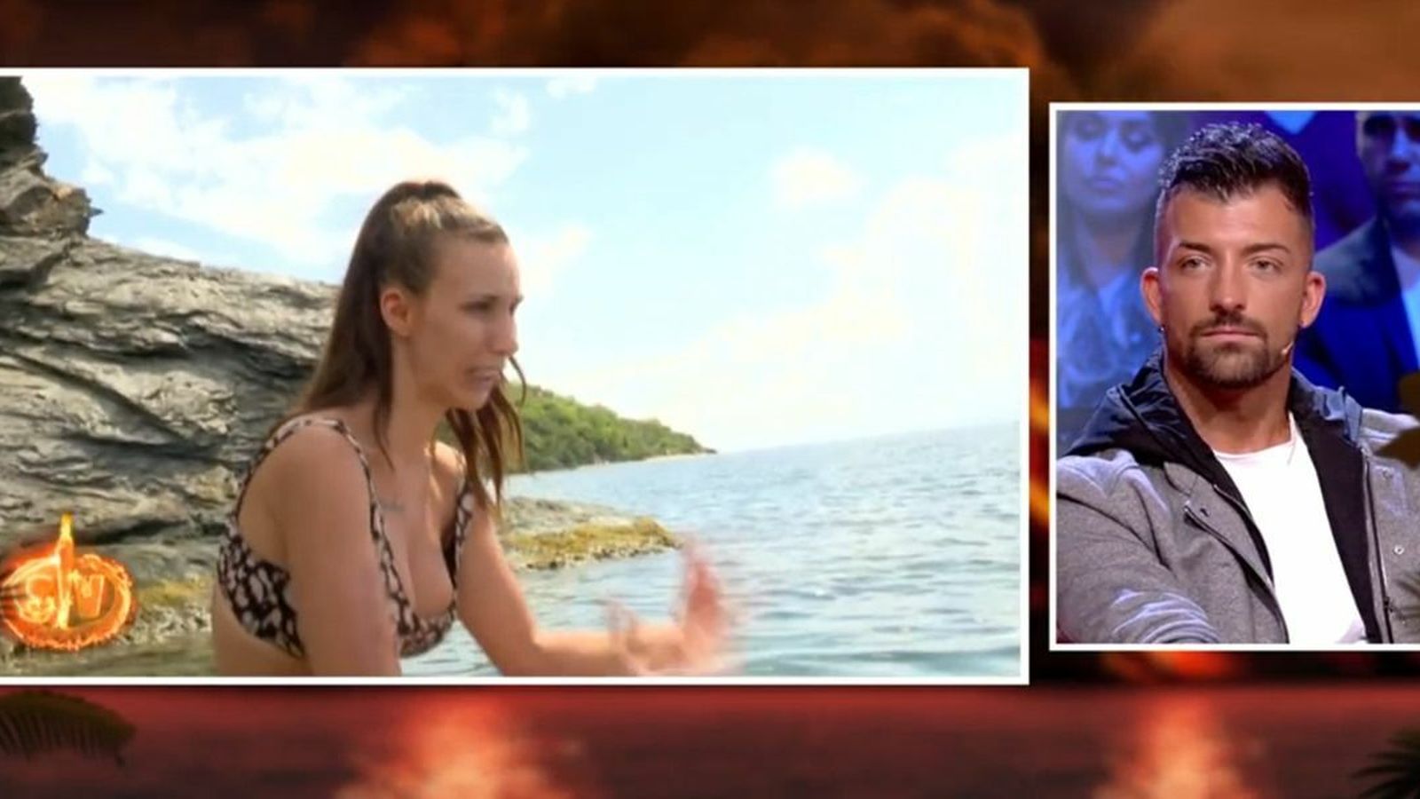 Rubén, en el recuadro, viendo las imágenes de Fani en Honduras.