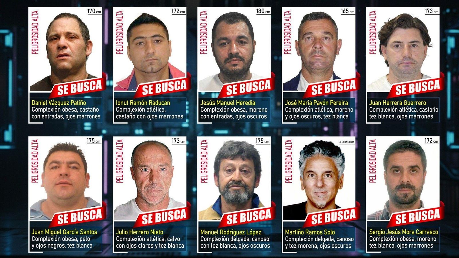 Los fugitivos más buscados por la Policía.