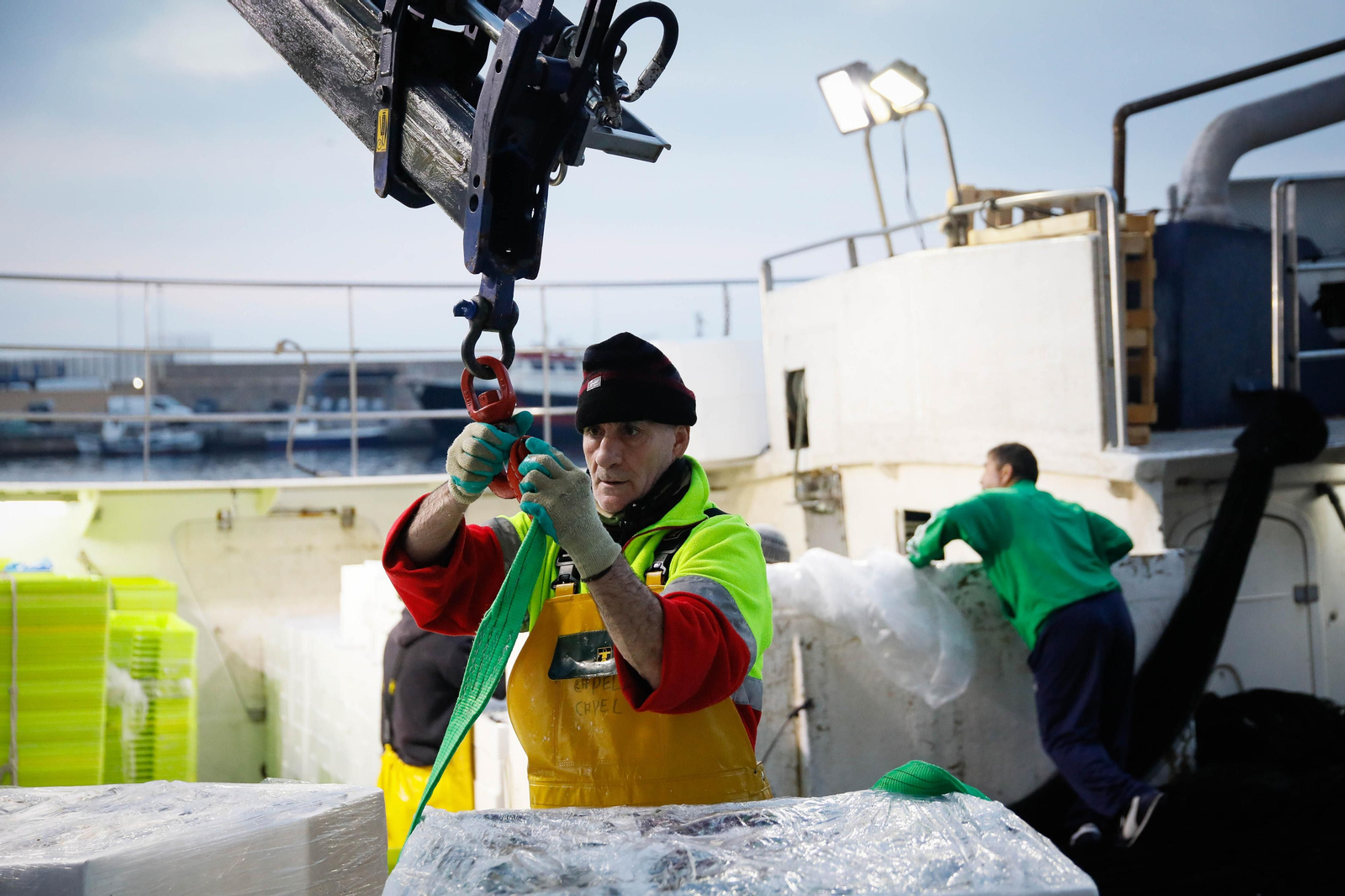 Te contamos en imágenes como ha sido la descarga de las traiñas en la lonja de Almería