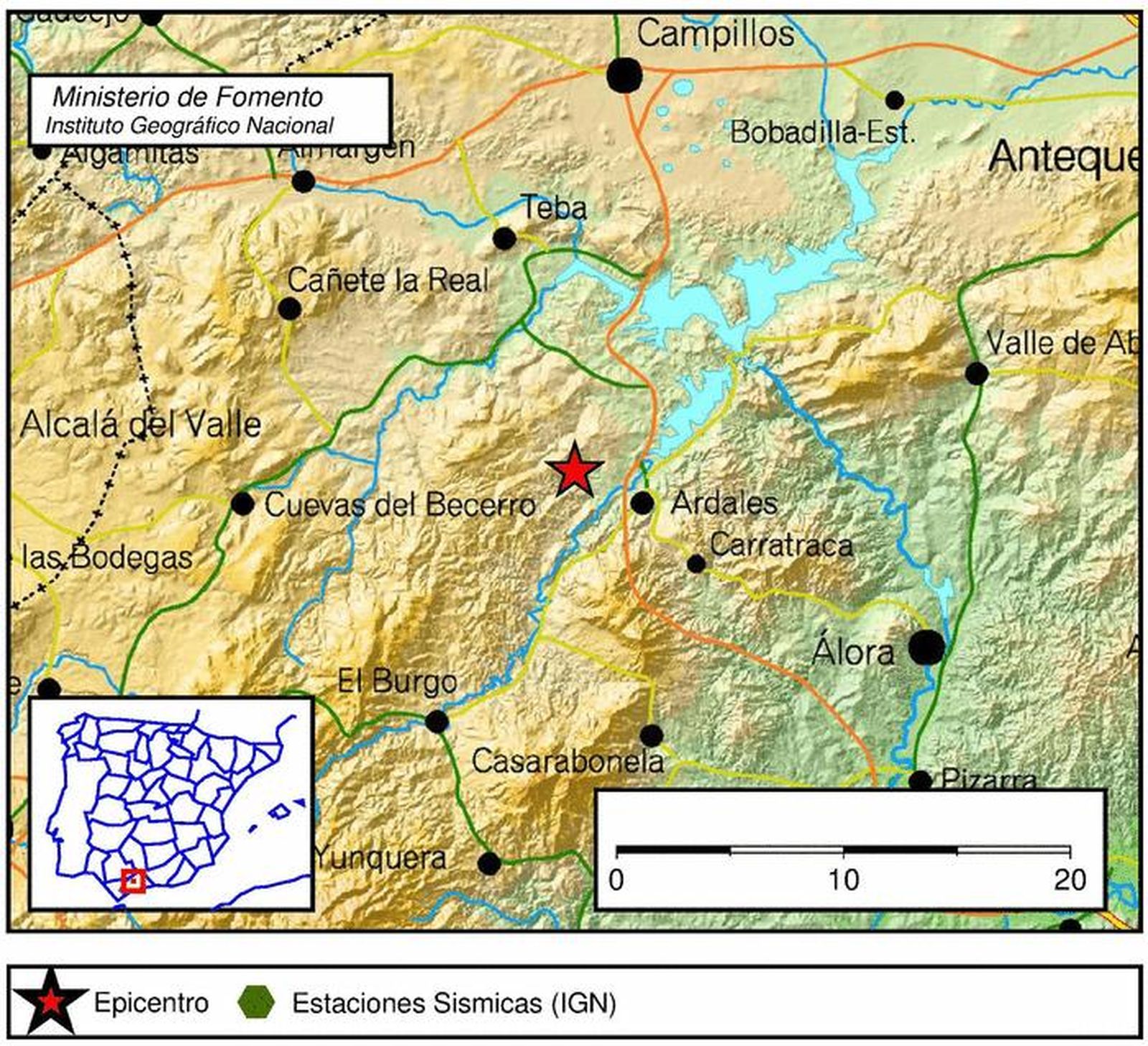 Registrado un terremoto de magnitud 3,6 en Ardales