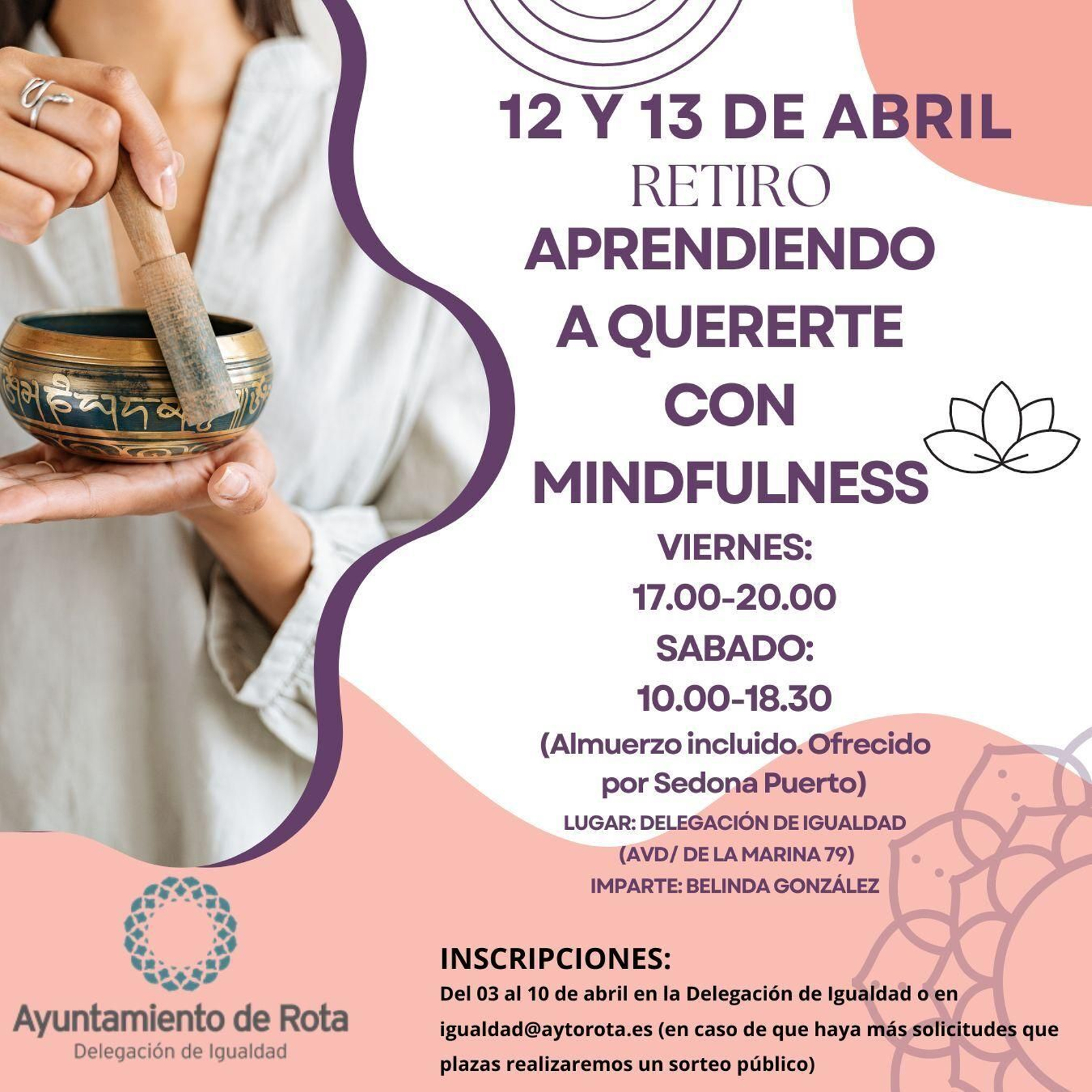 Cartel del retiro Aprendiendo a Quererte con Mindfulness, en Rota.