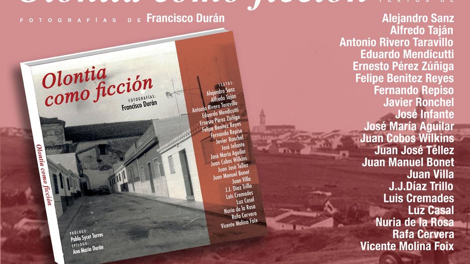 Reclamo del libro de relatos 'Olontia como ficción', con textos de 20 autores