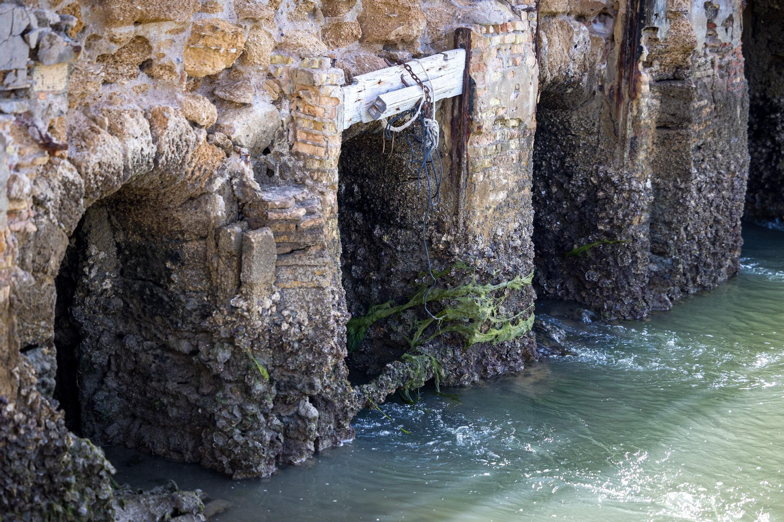 Imágenes del pésimo estado del molino de mareas de Cádiz
