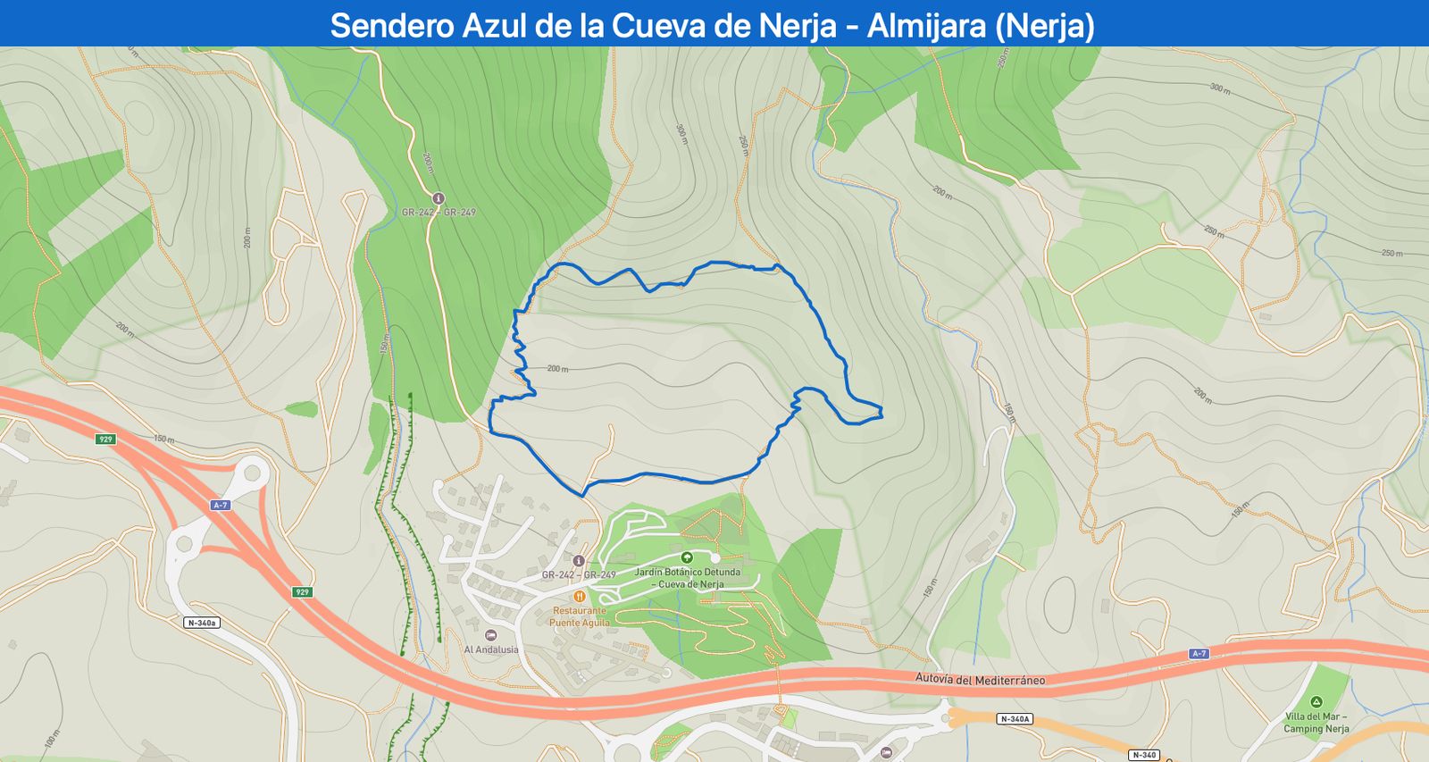 El recorrido del Sendero Azul de la Cueva de Nerja.