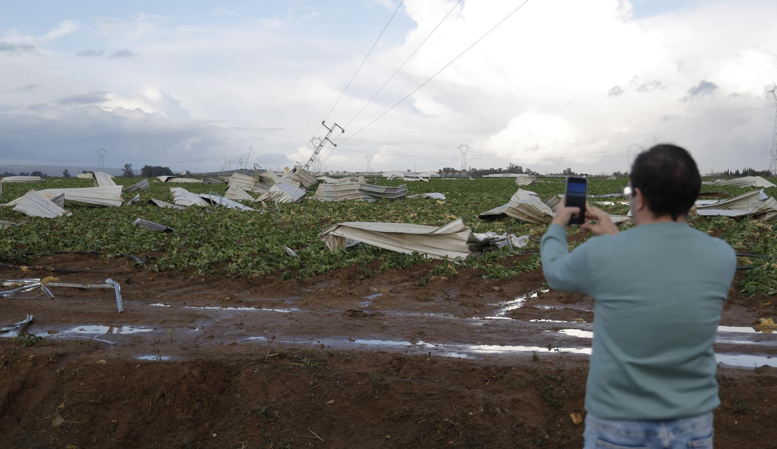 Las fotos del paso de un tornado por Alcalá del Río