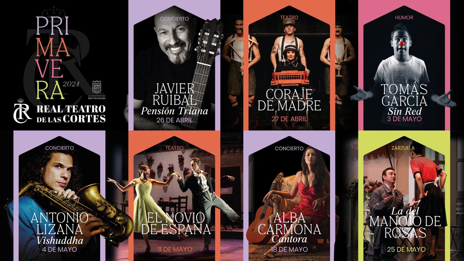 Cartel de la programación de primavera en el Teatro de las Cortes de San Fernando.