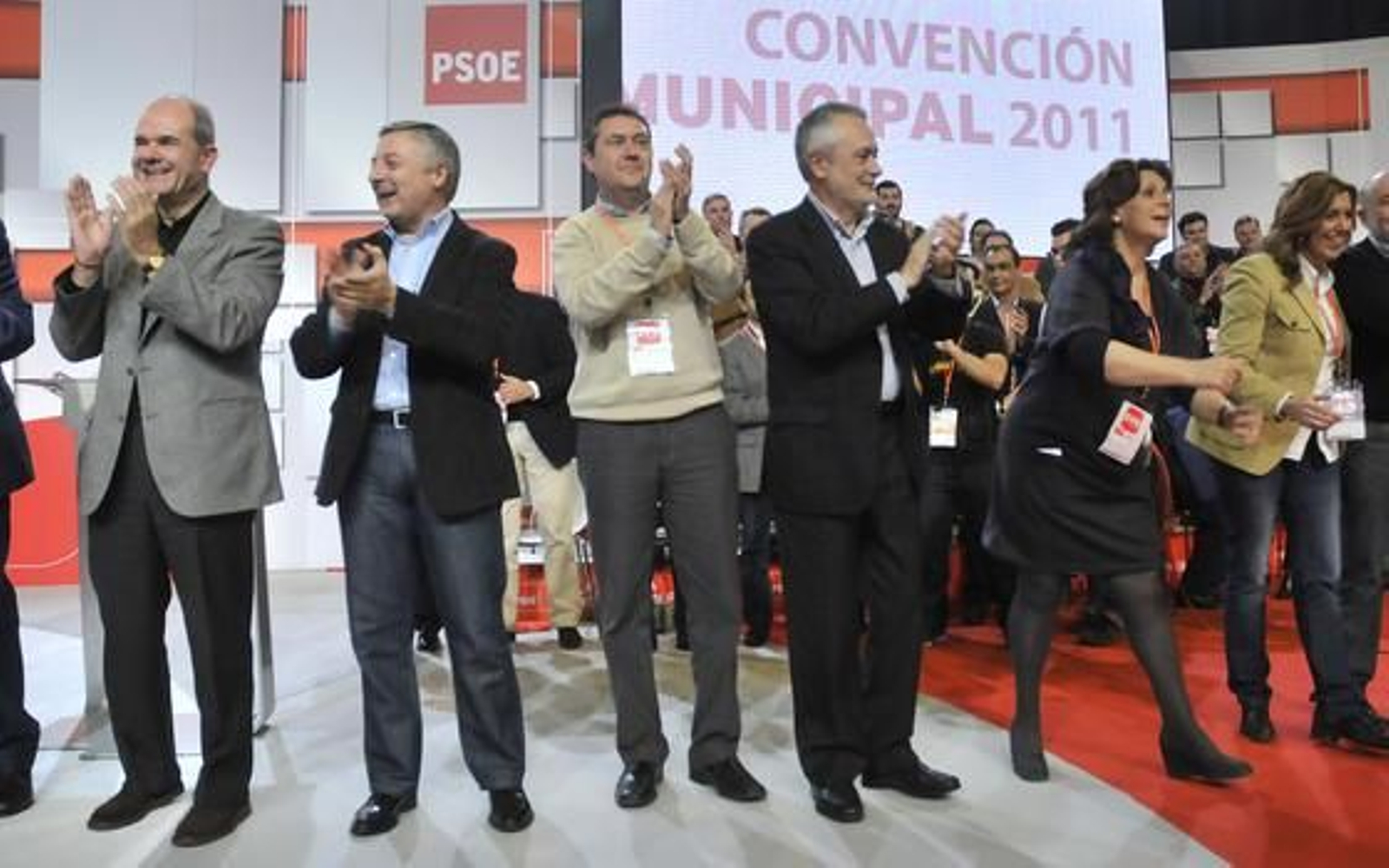 Chaves, Blanco, Espadas y Griñán, durante la primera jornada de la convención. / Juan Carlos Vázquez